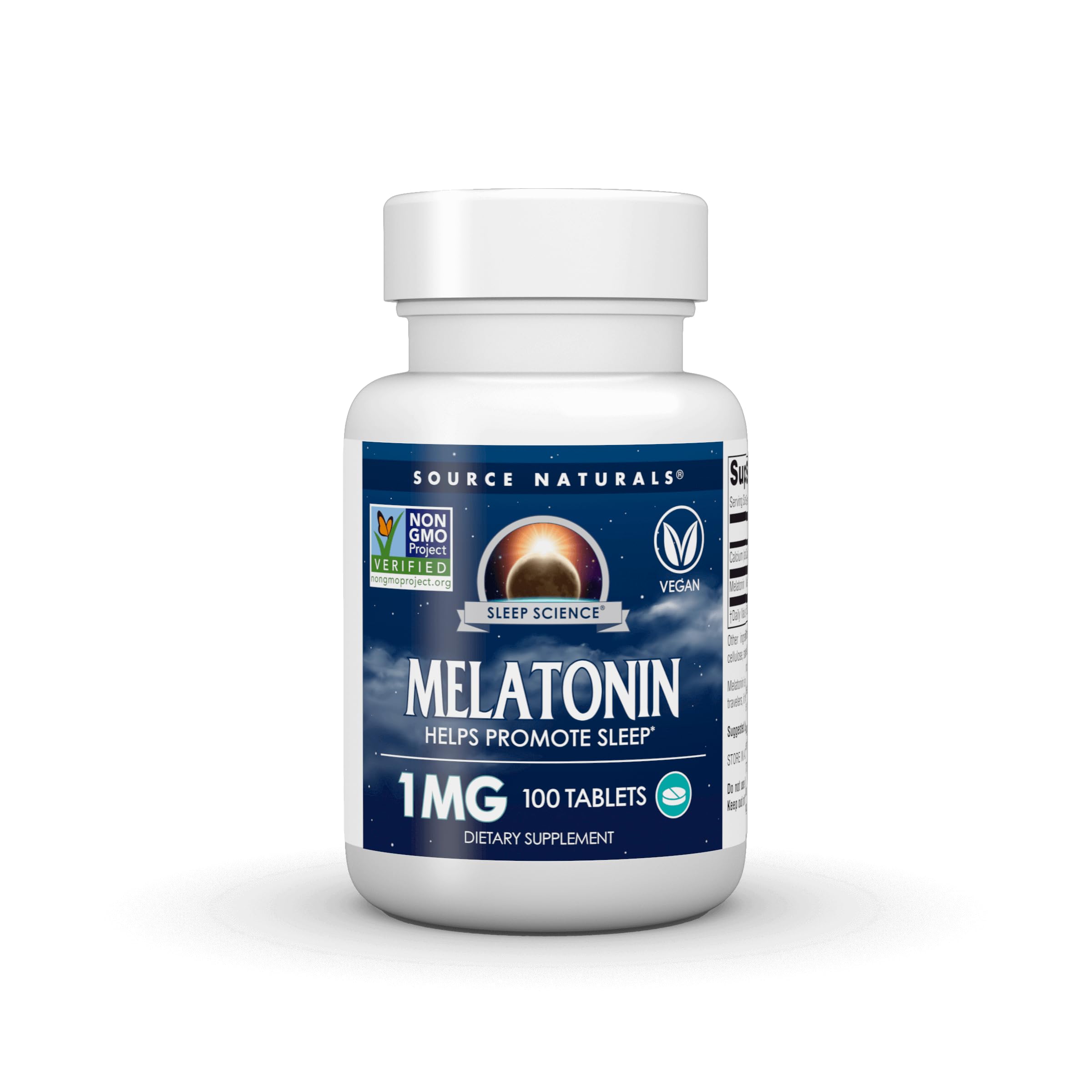 Source Naturals Melatonin 1mg 100 Tablets front view