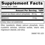 Source Naturals Melatonin tablets back view with dosage information