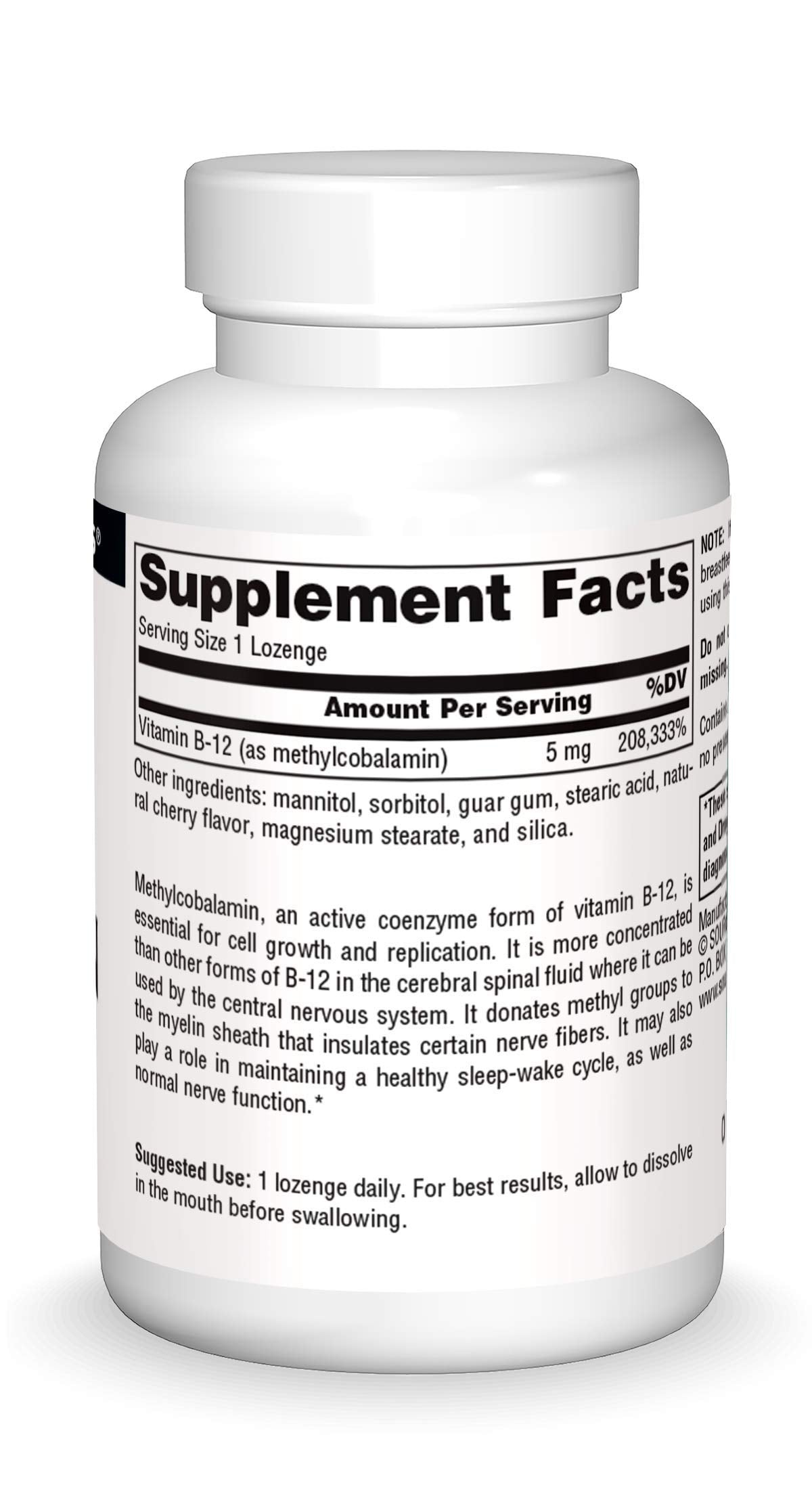 Source Naturals Methylcobalamin Vitamin B12 Lozenge close-up of lozenge