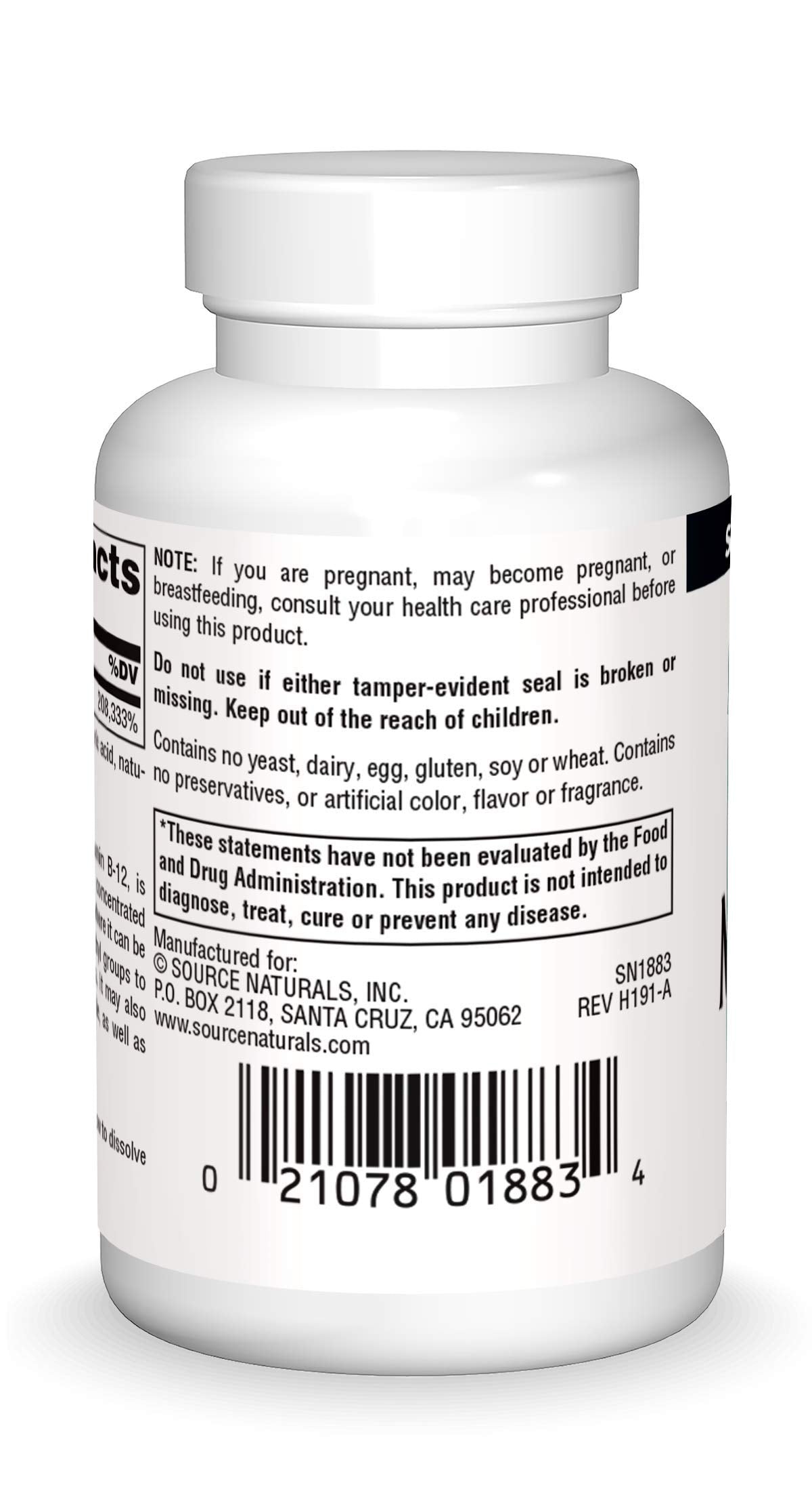 Source Naturals Methylcobalamin Vitamin B12 Lozenge side view