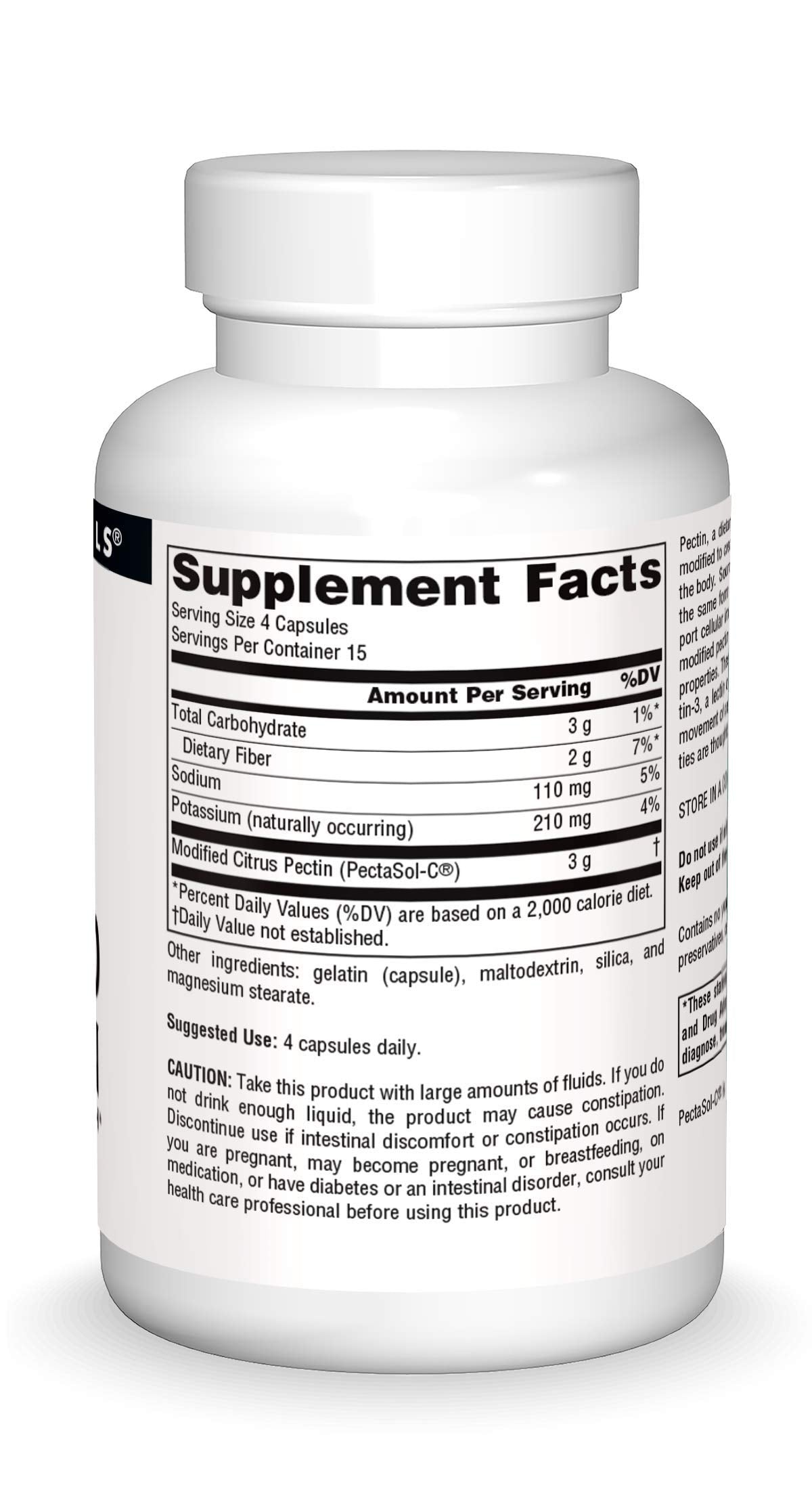 Source Naturals Modified Citrus Pectin 68g back view