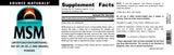 Source Naturals MSM Powder 1098g back view with ingredients