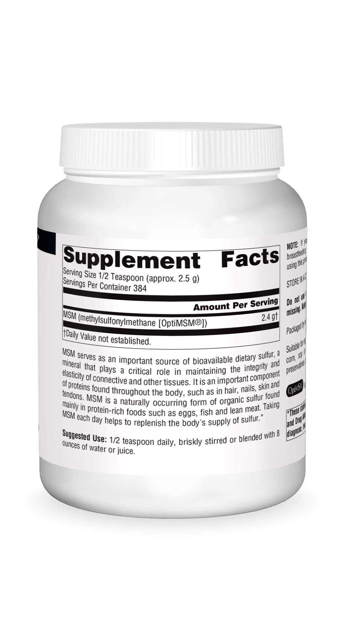 Source Naturals MSM Powder 1098g scoop for dosage