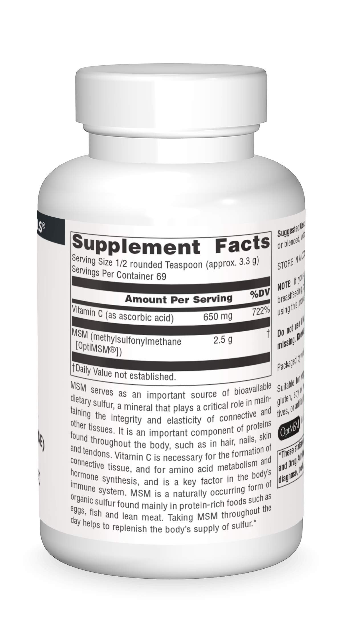 Source Naturals MSM Powder 17g serving suggestion with water