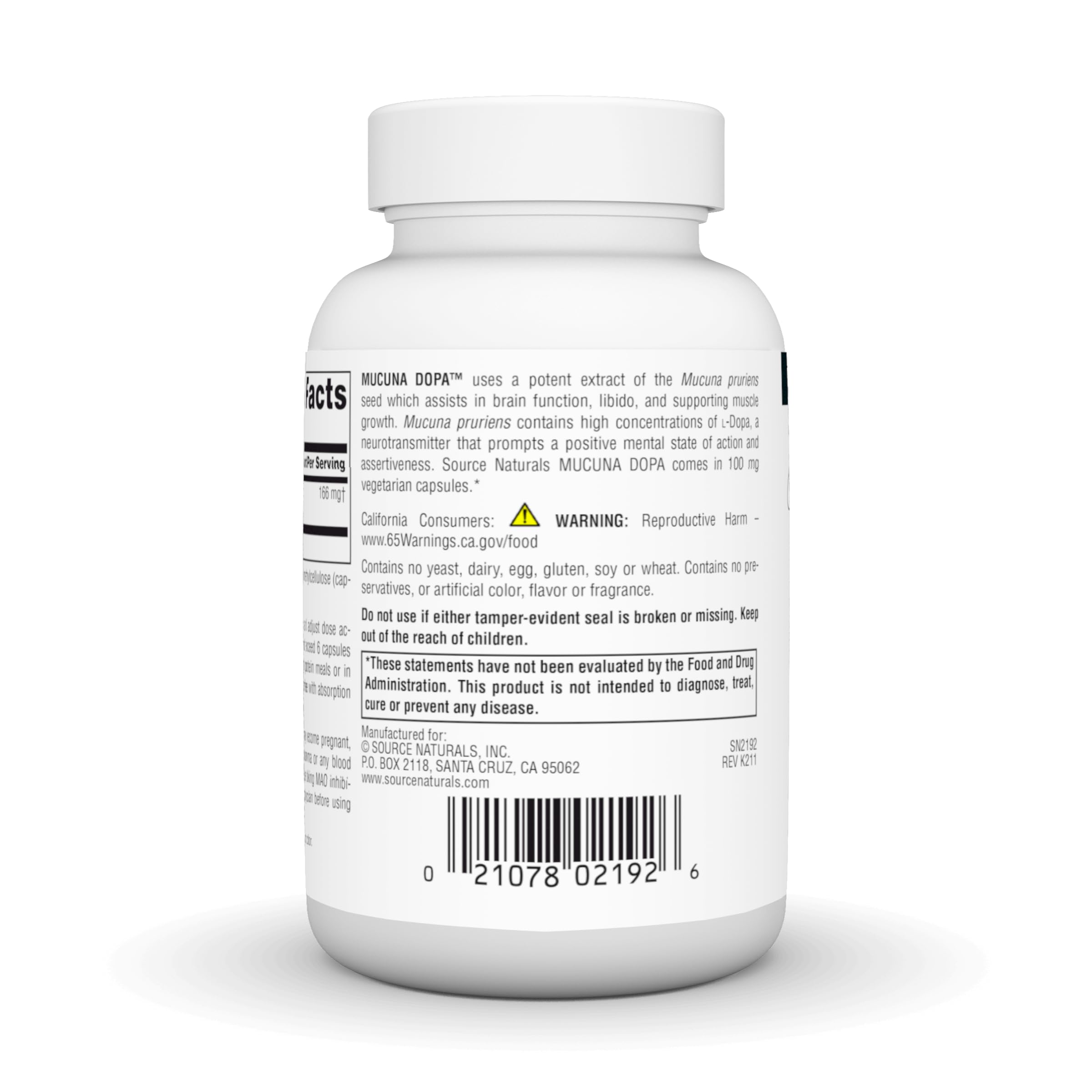 Source Naturals Mucuna Pruriens Seed Extract 45g capsule close-up