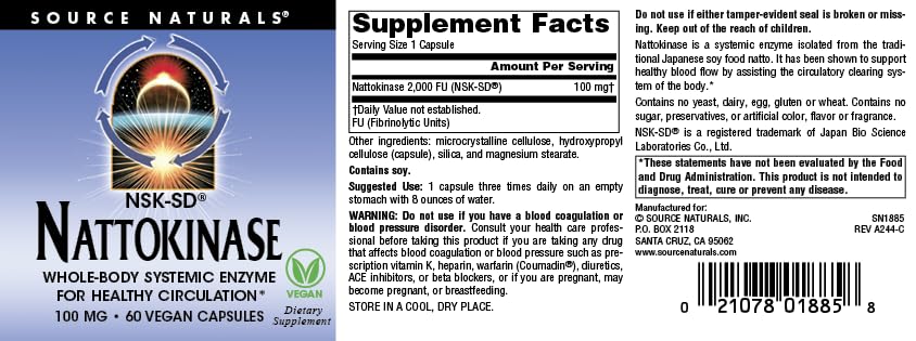 Source Naturals Nattokinase Multi-Enzyme 2000 FU packaging