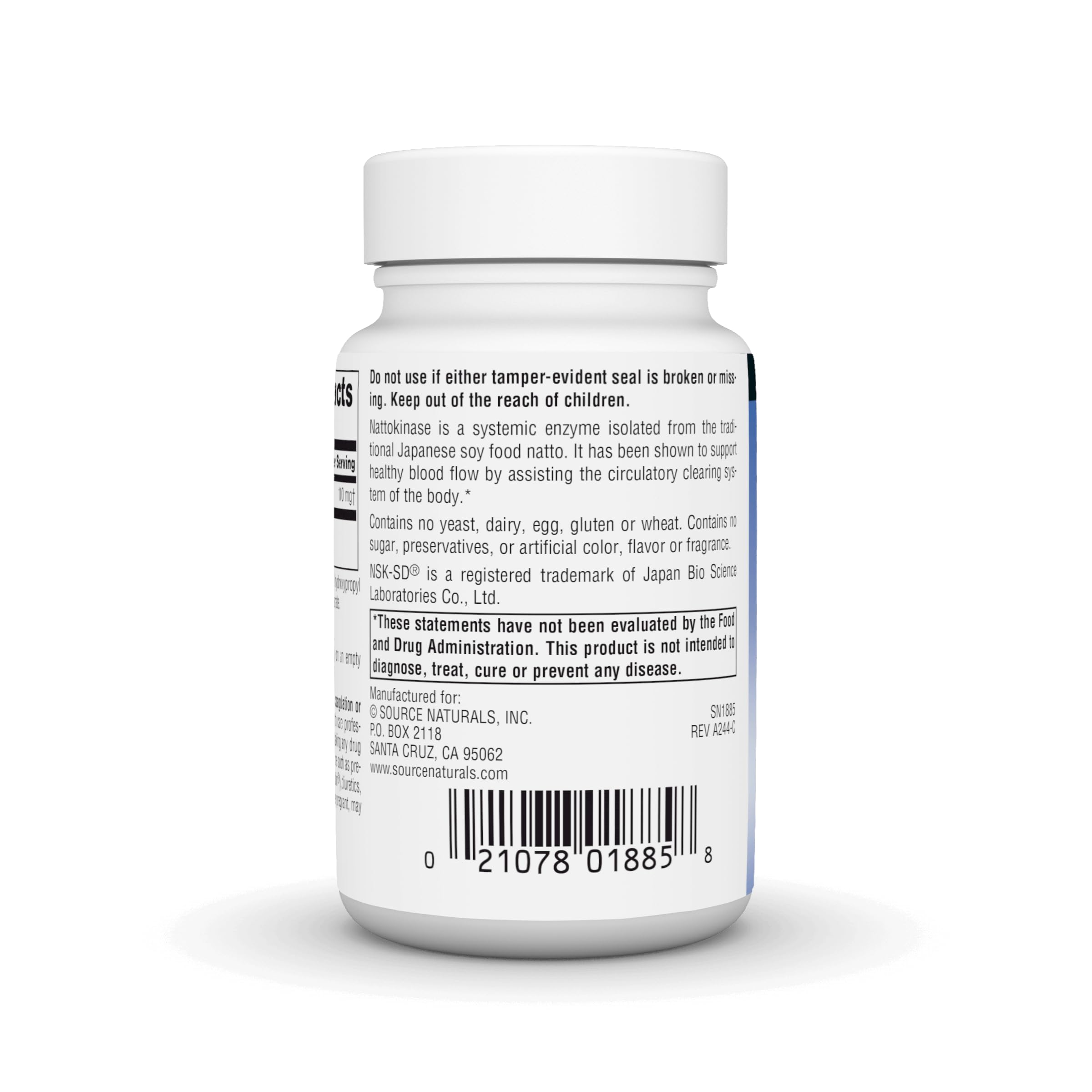 Source Naturals Nattokinase Multi-Enzyme 2000 FU side view