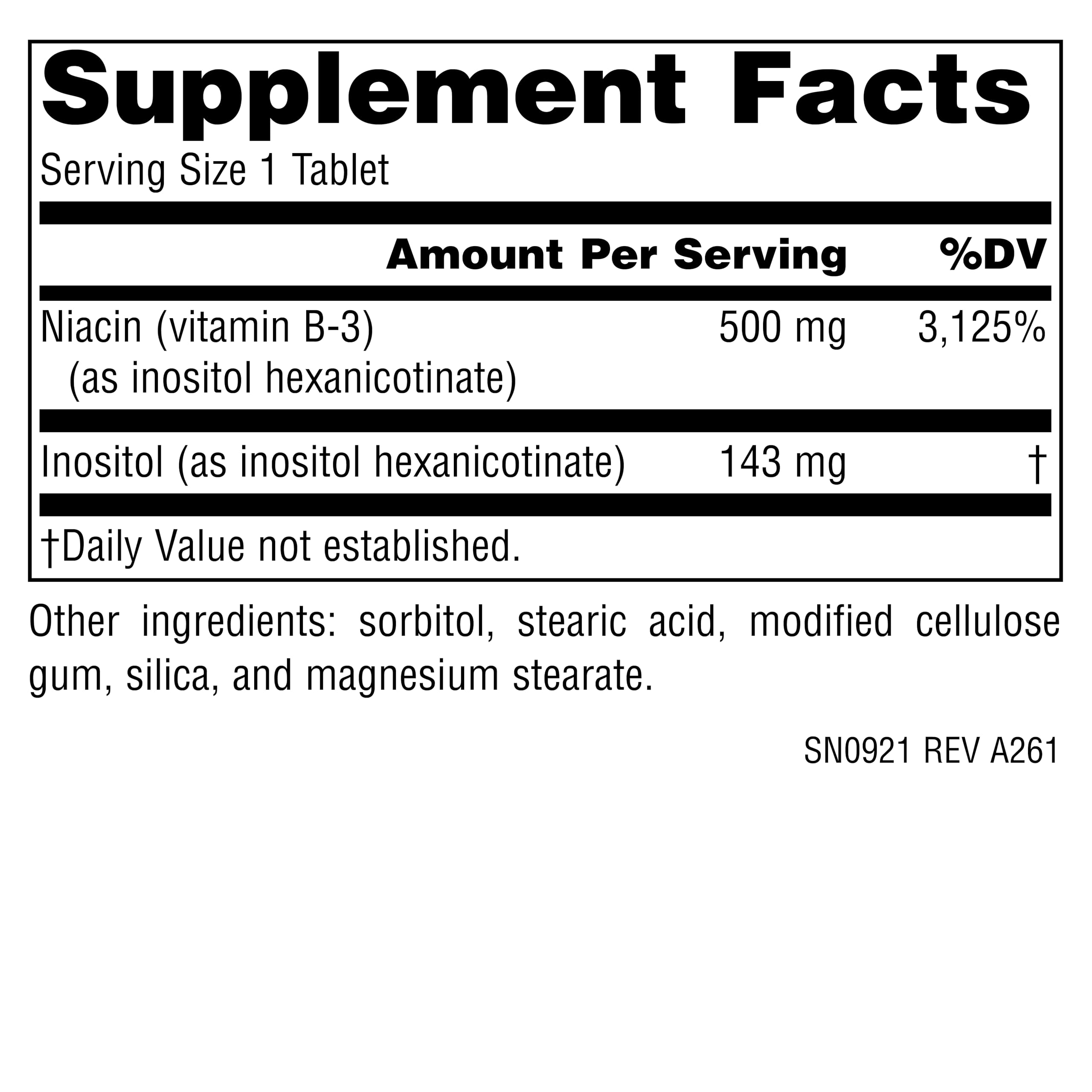Source Naturals Niacin B3 100mg 60 Tablets side view