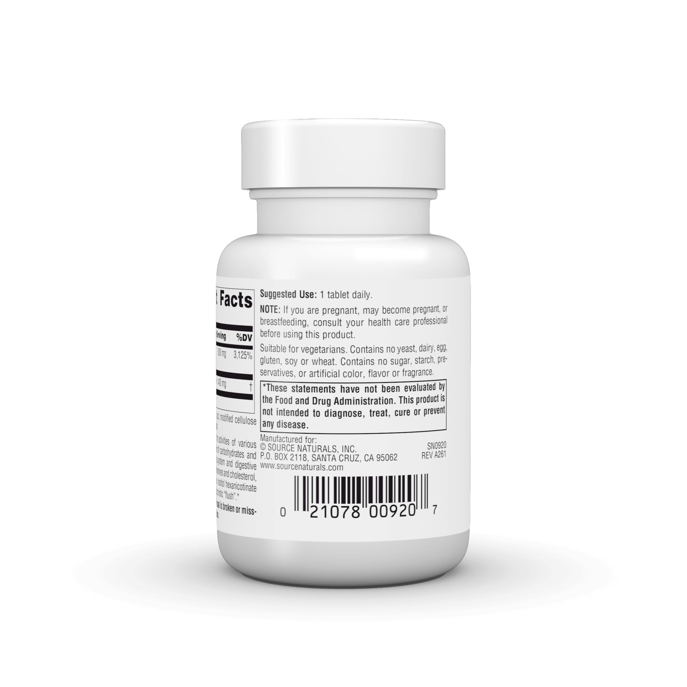 Source Naturals Niacin B3 tablet in hand