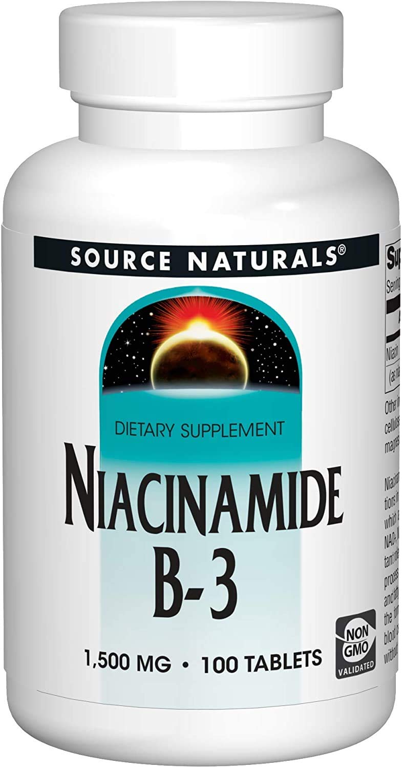 Source Naturals Niacinamide Vitamin B-3 408g supplement front view