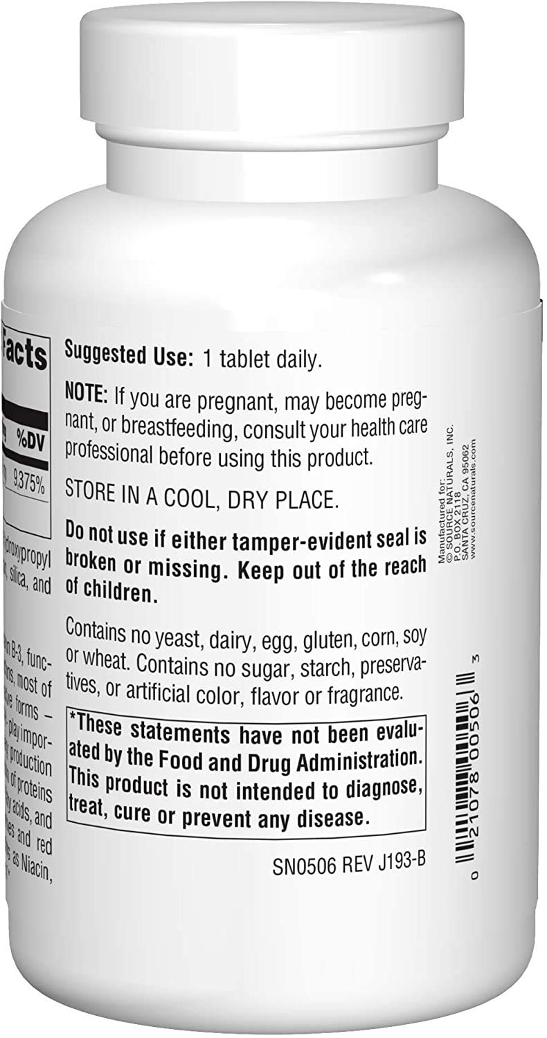 Source Naturals Niacinamide Vitamin B-3 408g supplement packaging