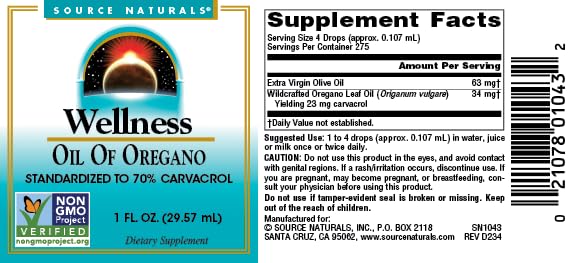 Source Naturals Oil of Oregano 45g back view