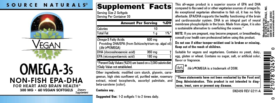 Source Naturals Omega-3 Algal Oil Softgels in packaging