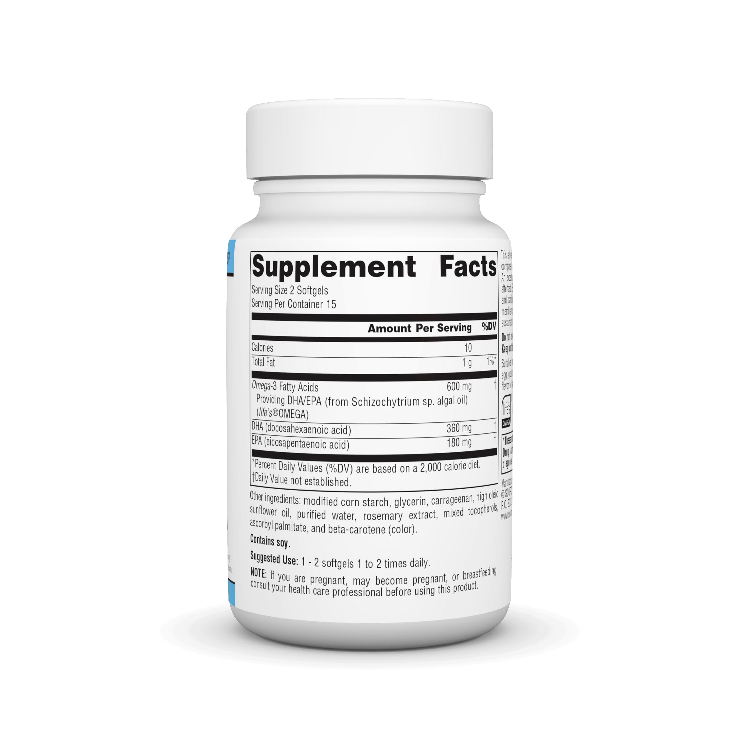 Source Naturals Omega-3 Softgels back view with ingredient list