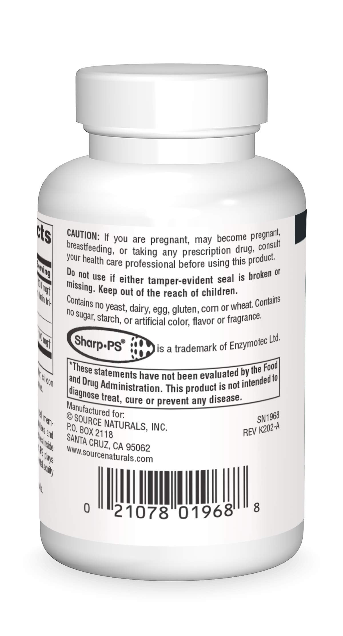 Source Naturals Phosphatidylserine Softgels 500mg bottle side view