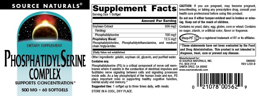 Source Naturals Phosphatidylserine Softgels with a measuring spoon