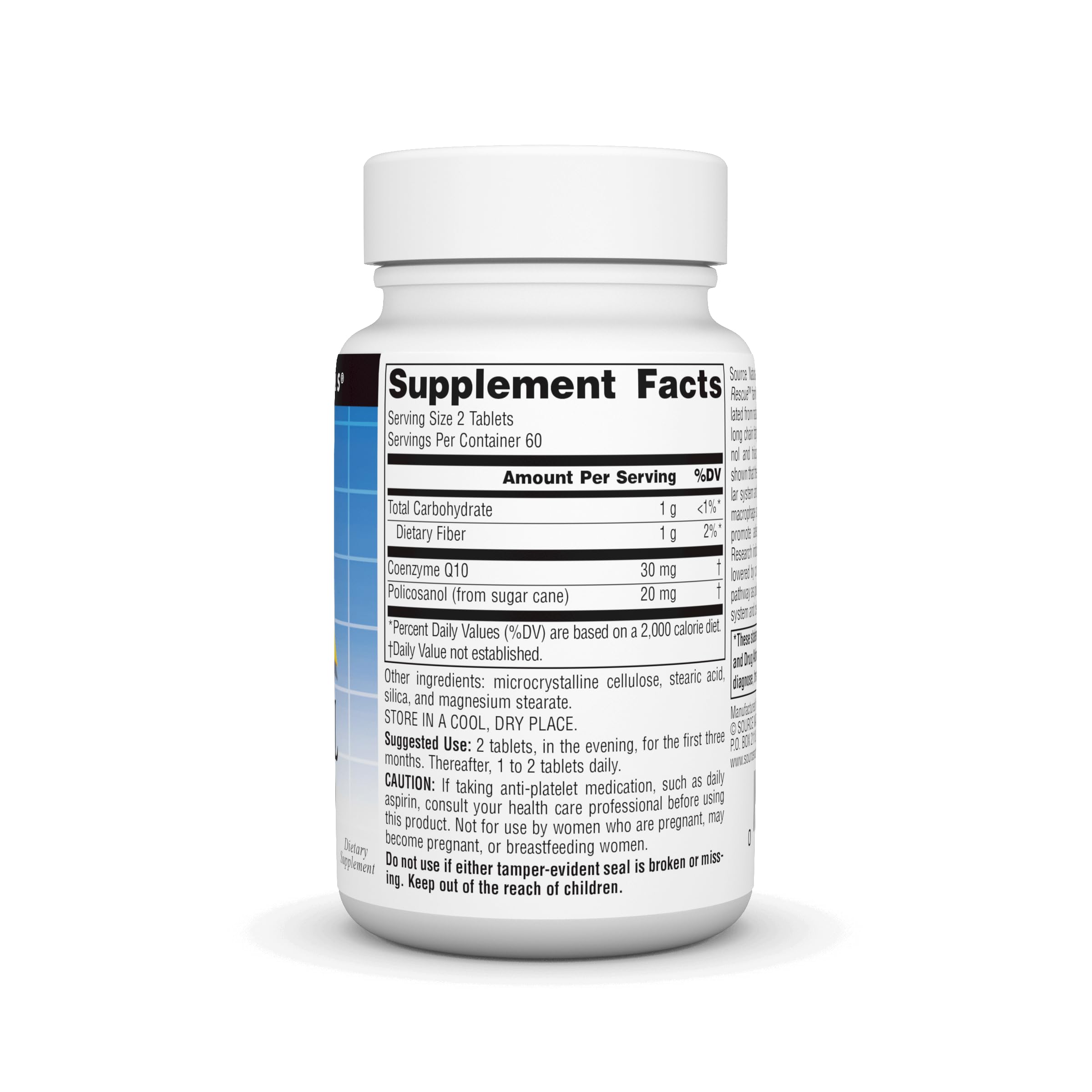Source Naturals Policosanol with Coenzyme Q10 45g side view