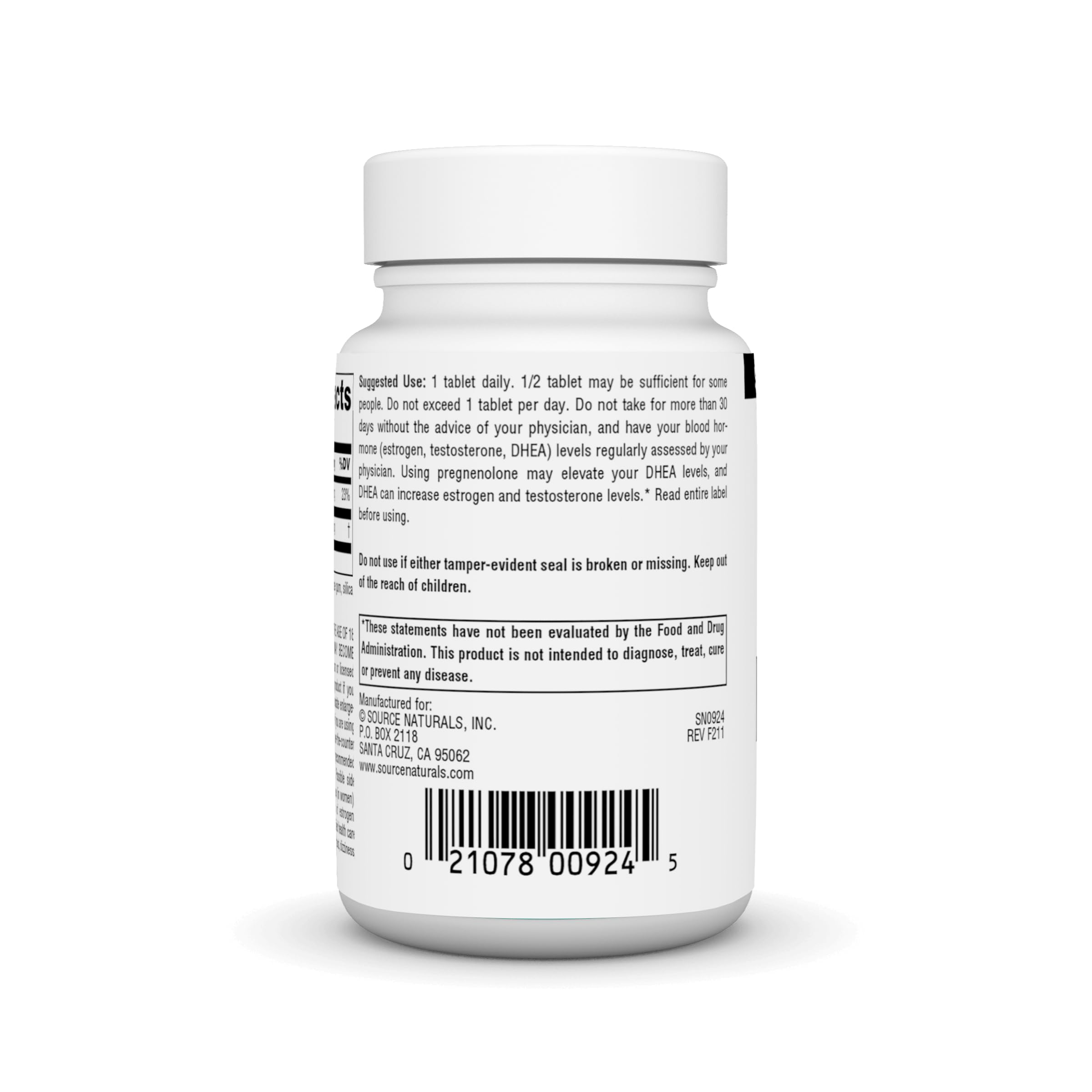 Source Naturals Pregnenolone Supplement 50mg bottle with label