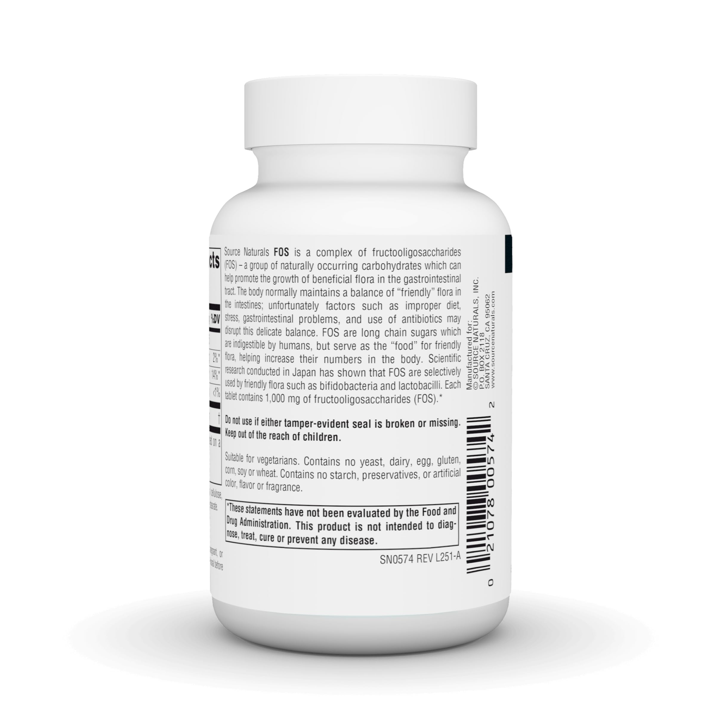 Source Naturals Probiotic FOS Complex 120 Tablets close-up of tablets