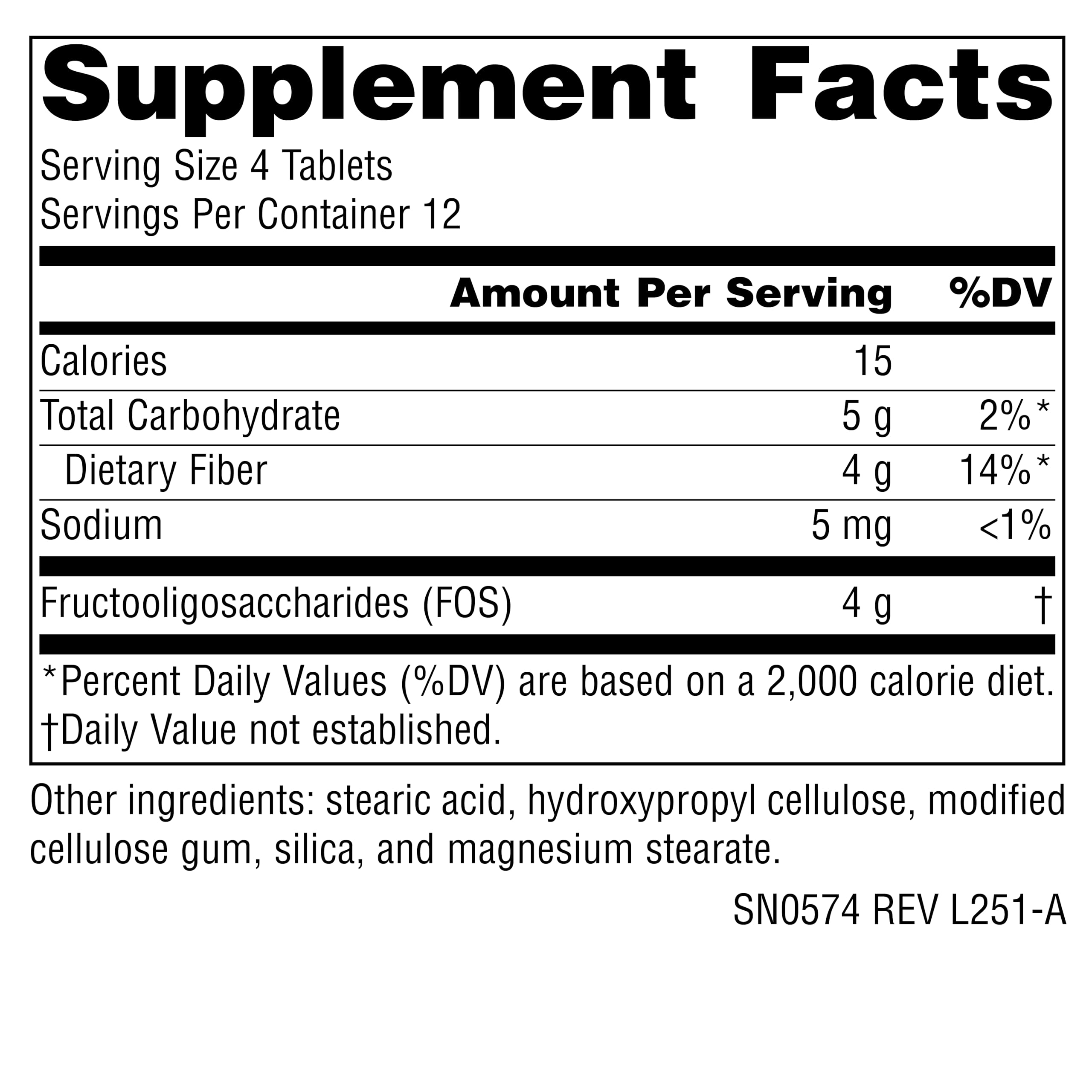 Source Naturals Probiotic FOS Complex 120 Tablets side view