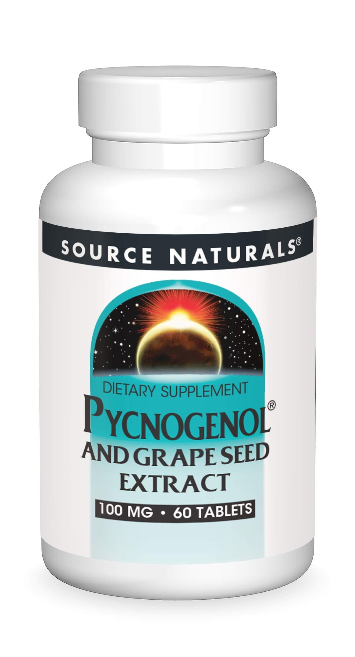 Source Naturals Pycnogenol & Grape Seed Extract supplement front view