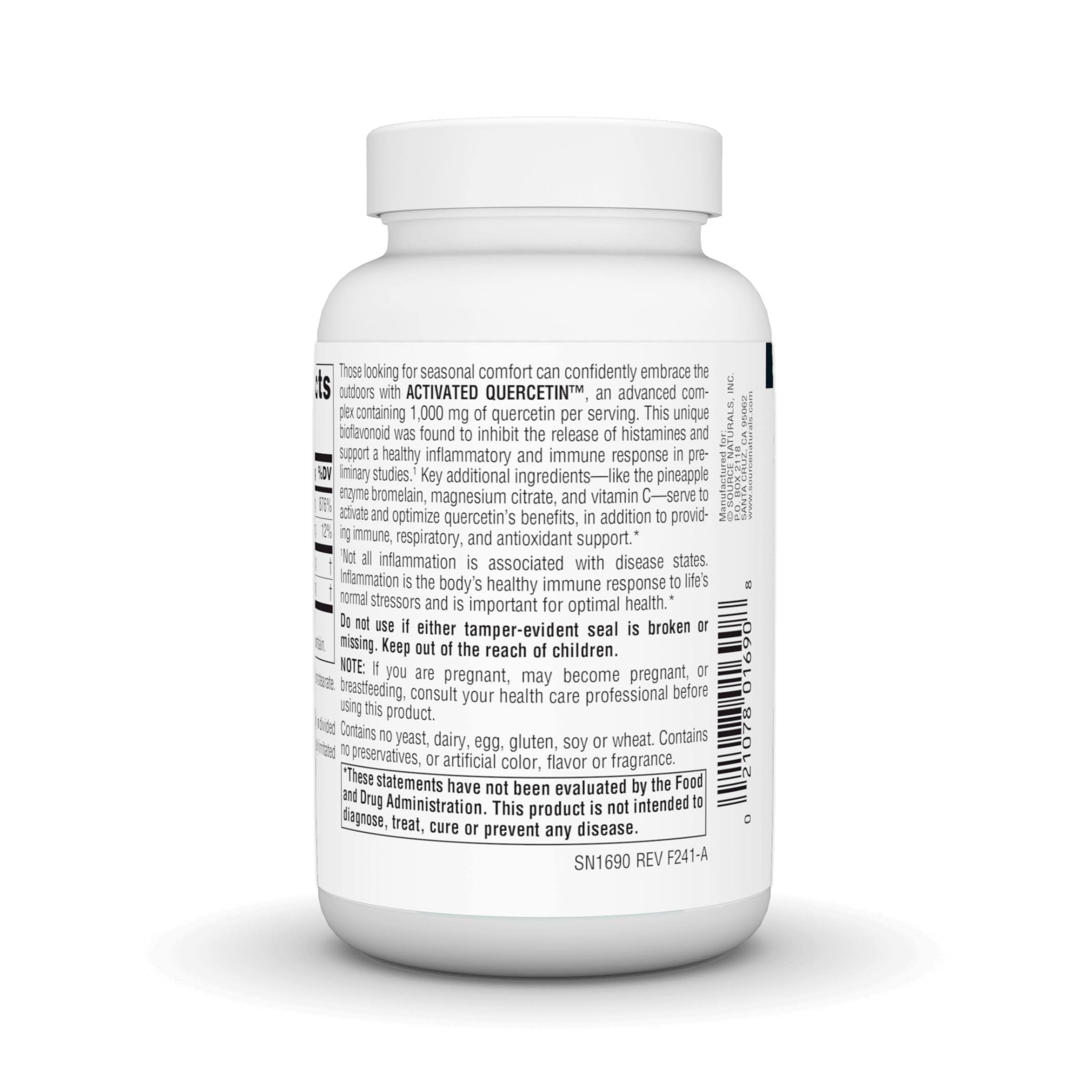 Source Naturals Quercetin capsules on a wooden table