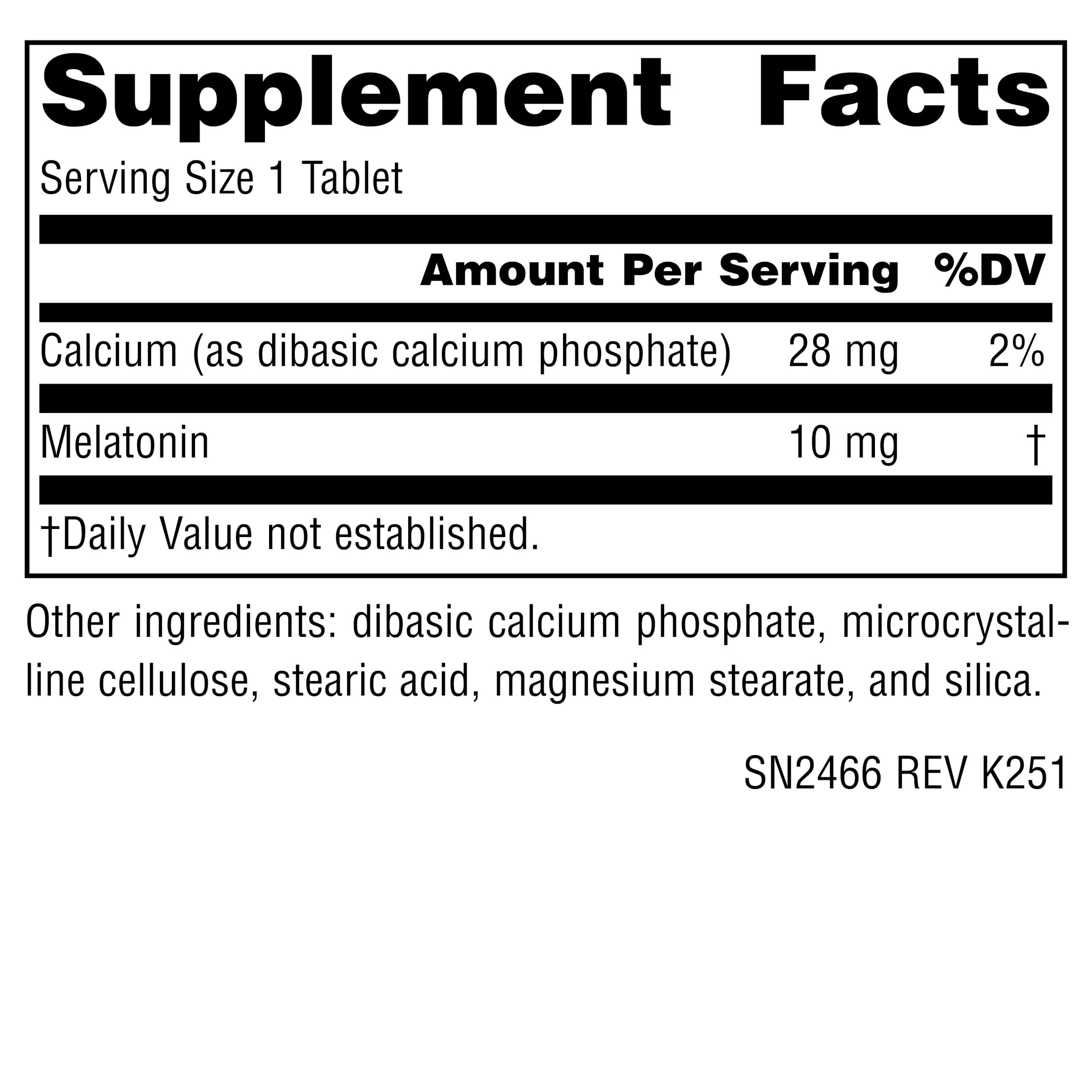 Source Naturals Sleep Science Melatonin 10 mg side view showing tablet count