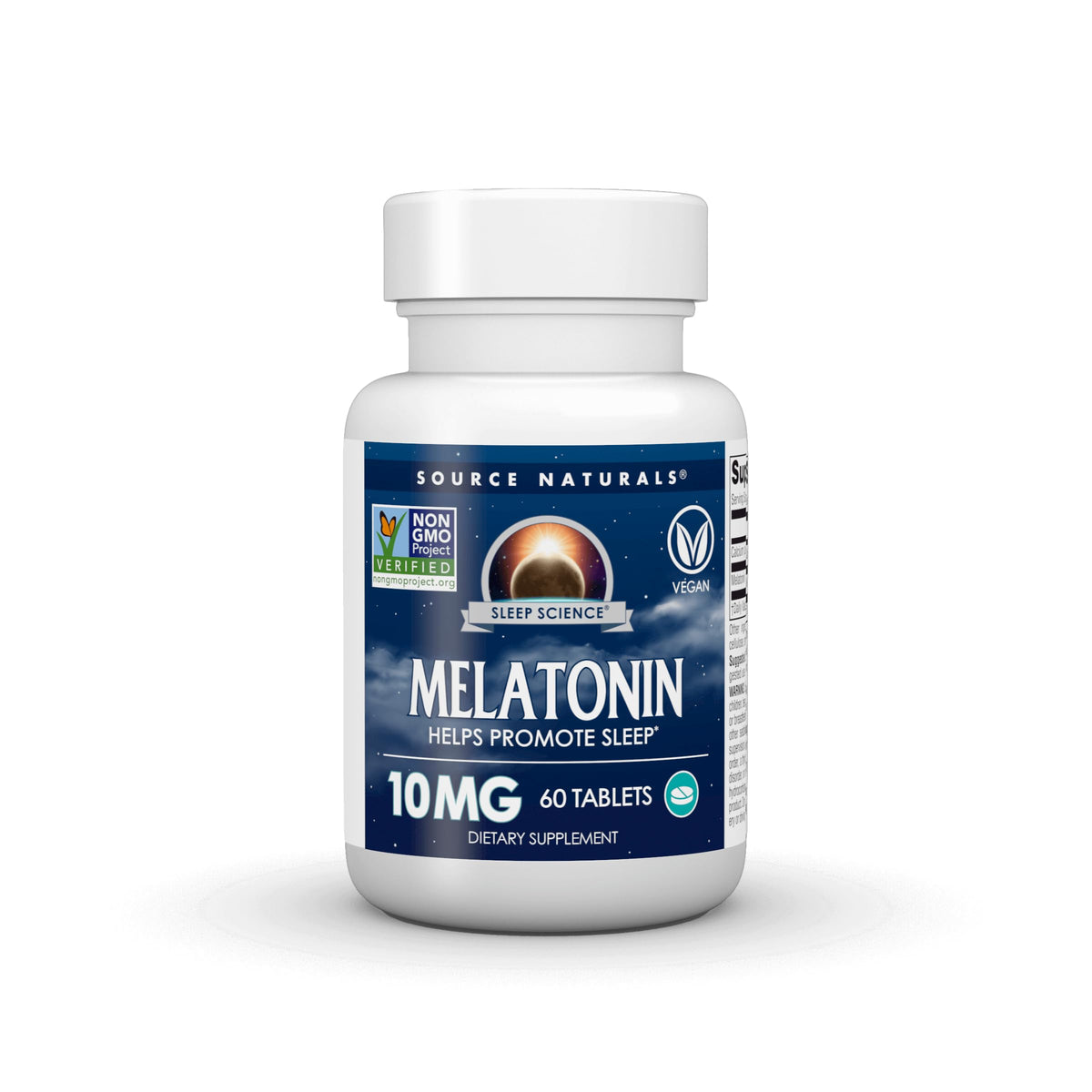 Source Naturals Sleep Science Melatonin 10 mg vegan tablets front view