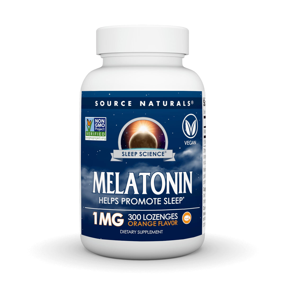 Source Naturals Sleep Science Melatonin 1mg 300 Vegan Lozenges front view