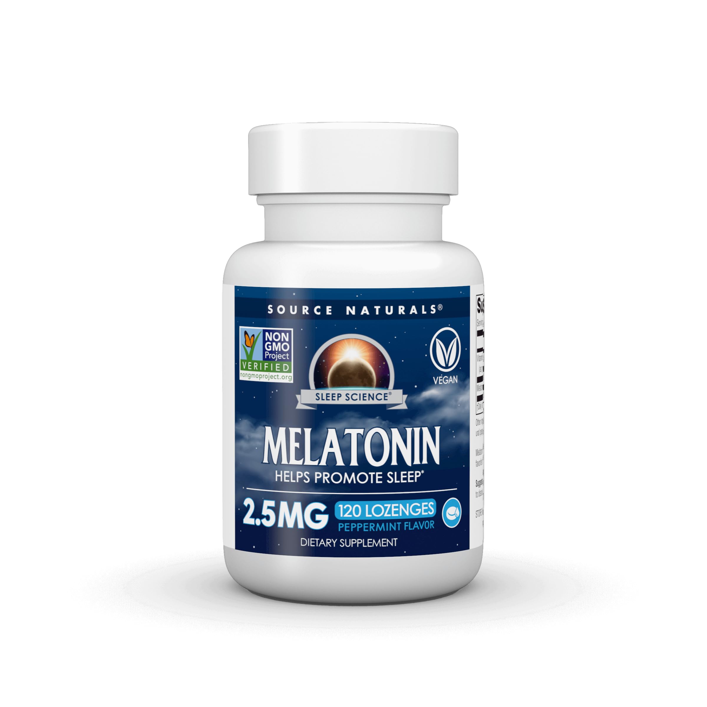 Source Naturals Sleep Science Melatonin 2.5 mg vegan lozenges front view