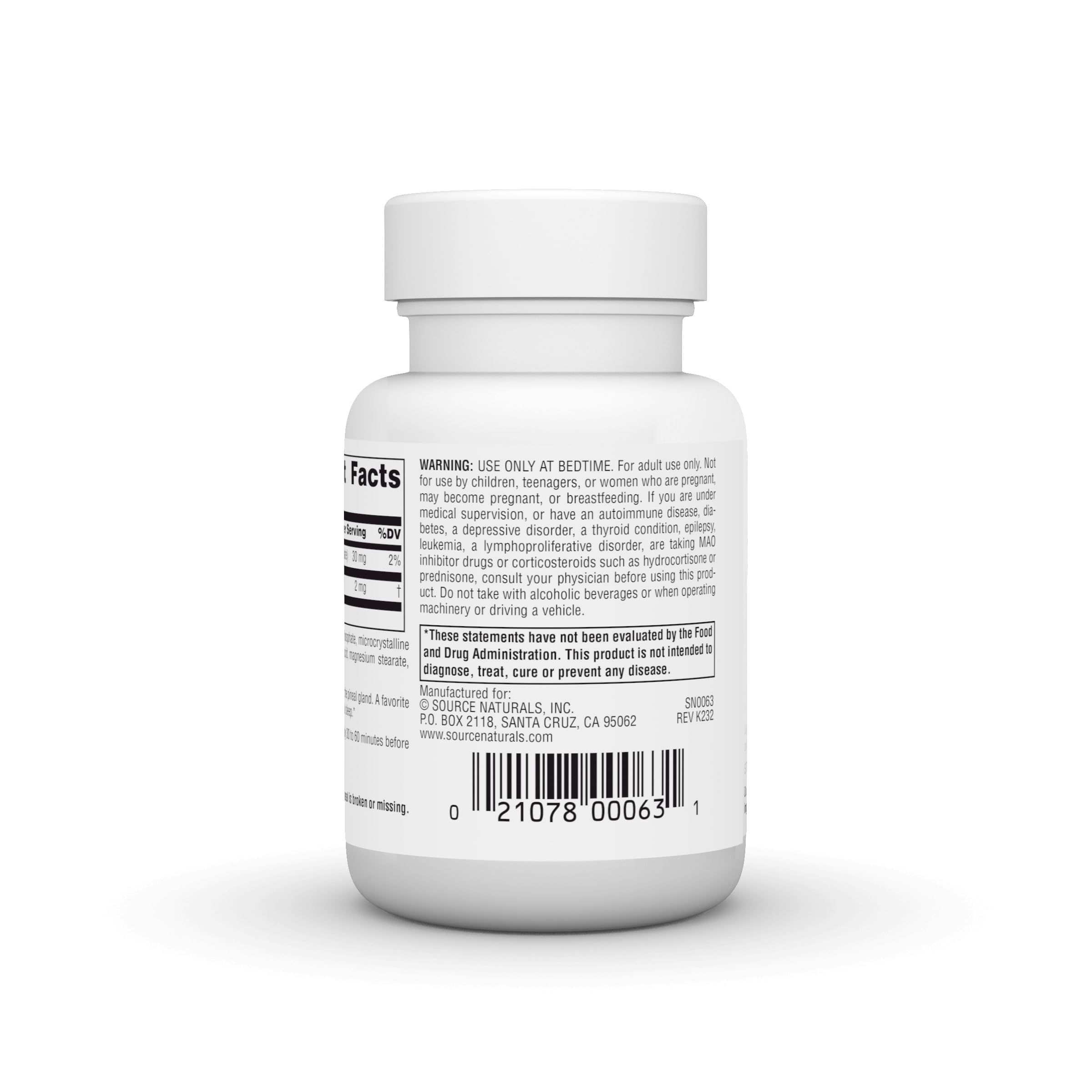 Source Naturals Sleep Science Melatonin 2 mg tablets close-up