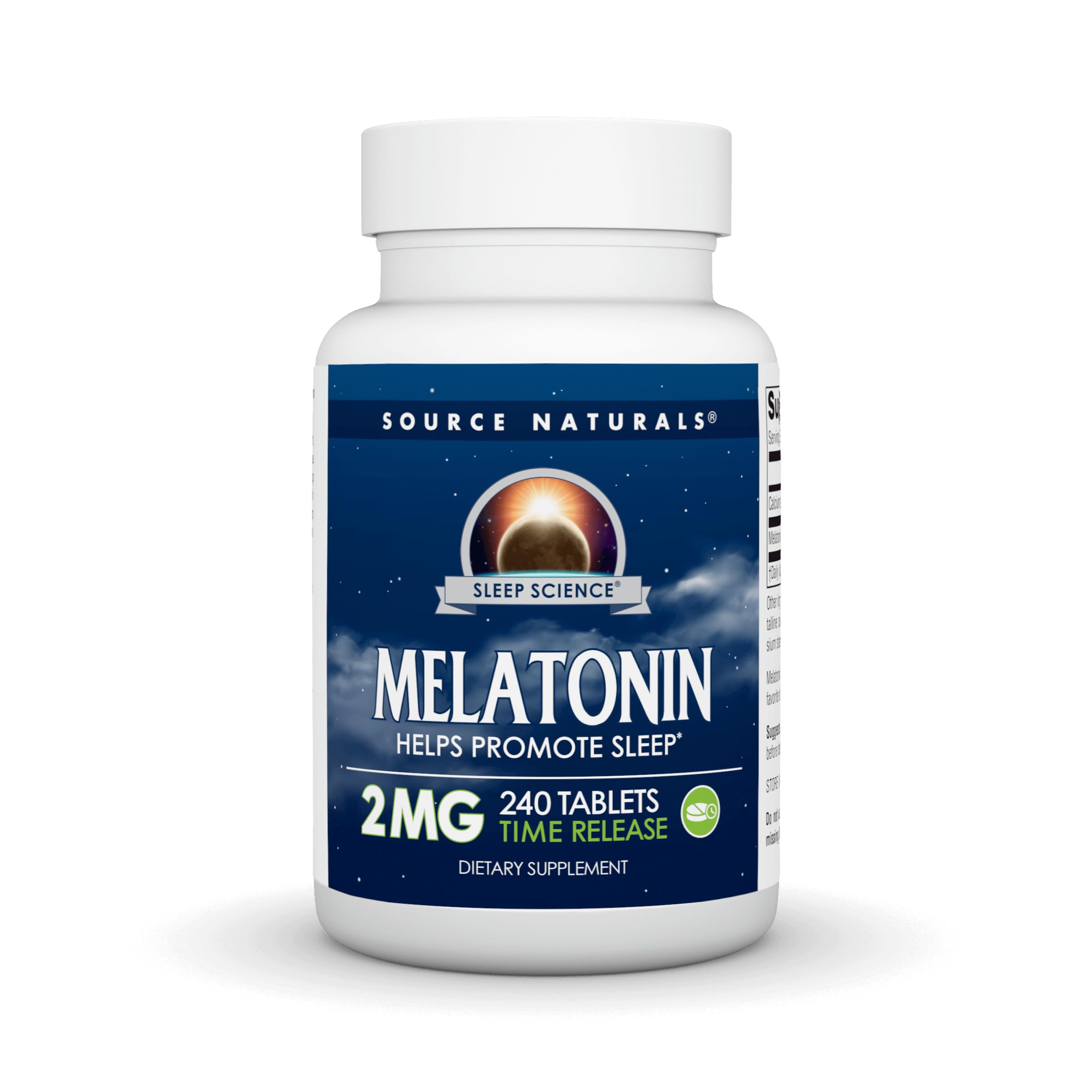 Source Naturals Sleep Science Melatonin 2 mg time release tablets front view