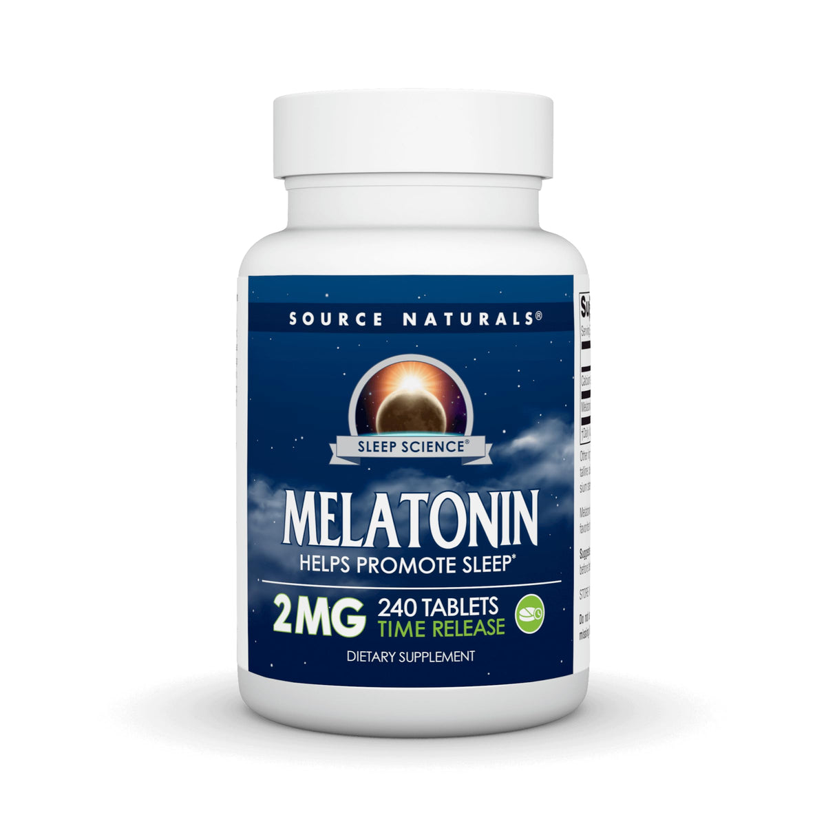 Source Naturals Sleep Science Melatonin 2 mg time release tablets front view