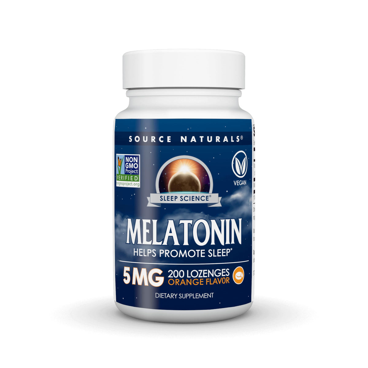 Source Naturals Sleep Science Melatonin 5 mg 200 Vegan Lozenges front view