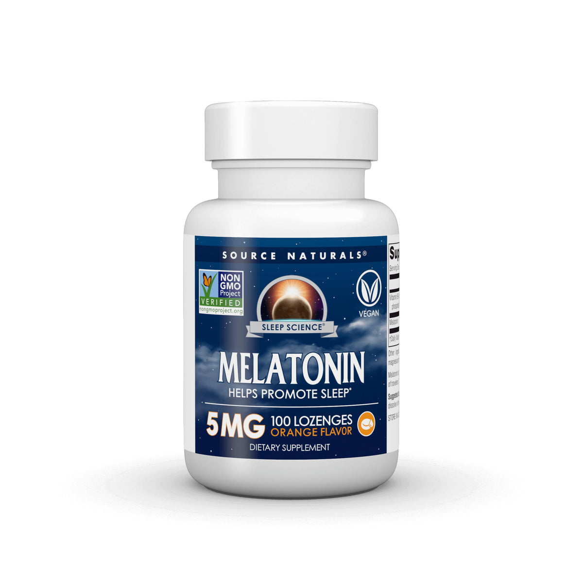 Source Naturals Sleep Science Melatonin 5mg 100 Vegan Lozenges front view