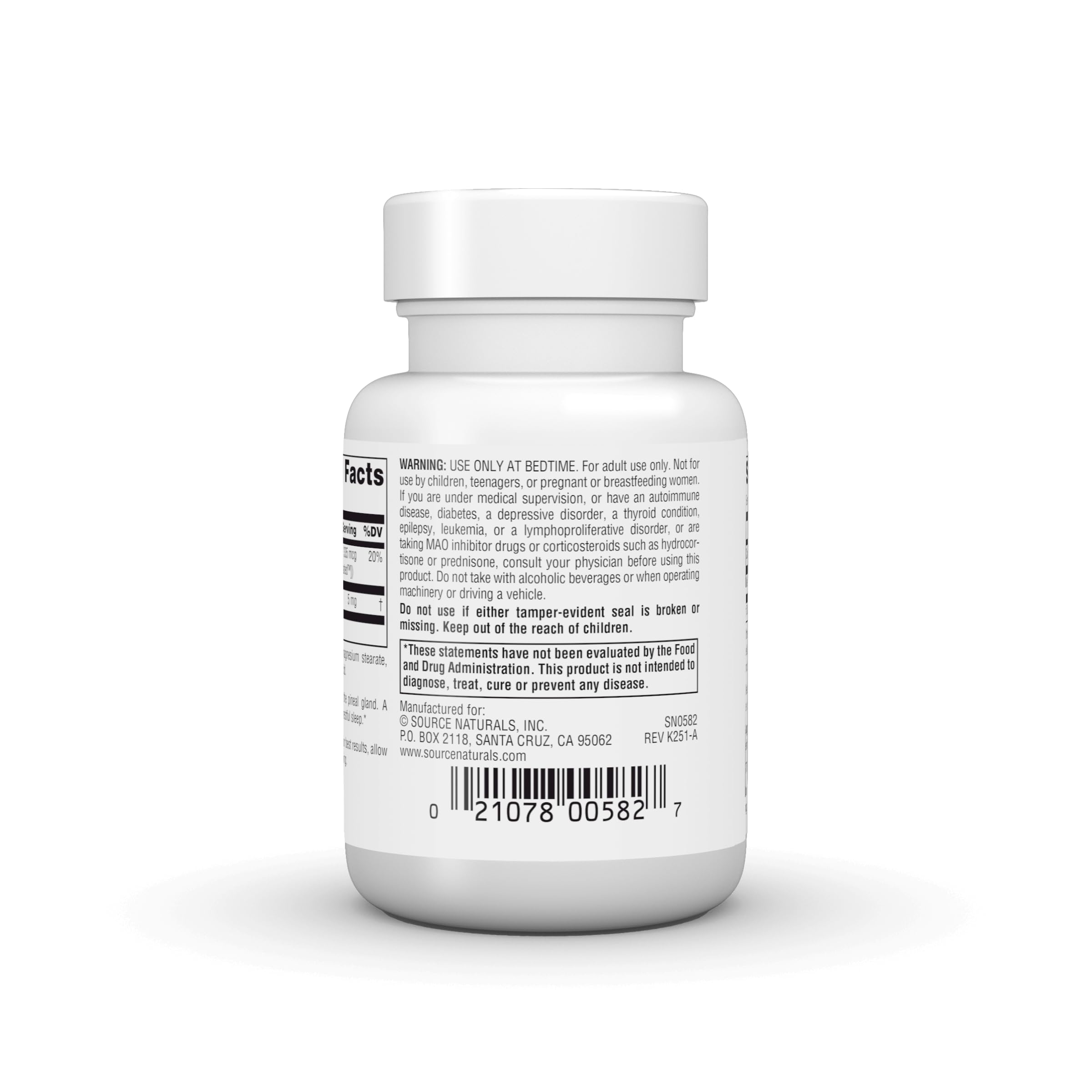 Source Naturals Sleep Science Melatonin 5mg lozenges back view
