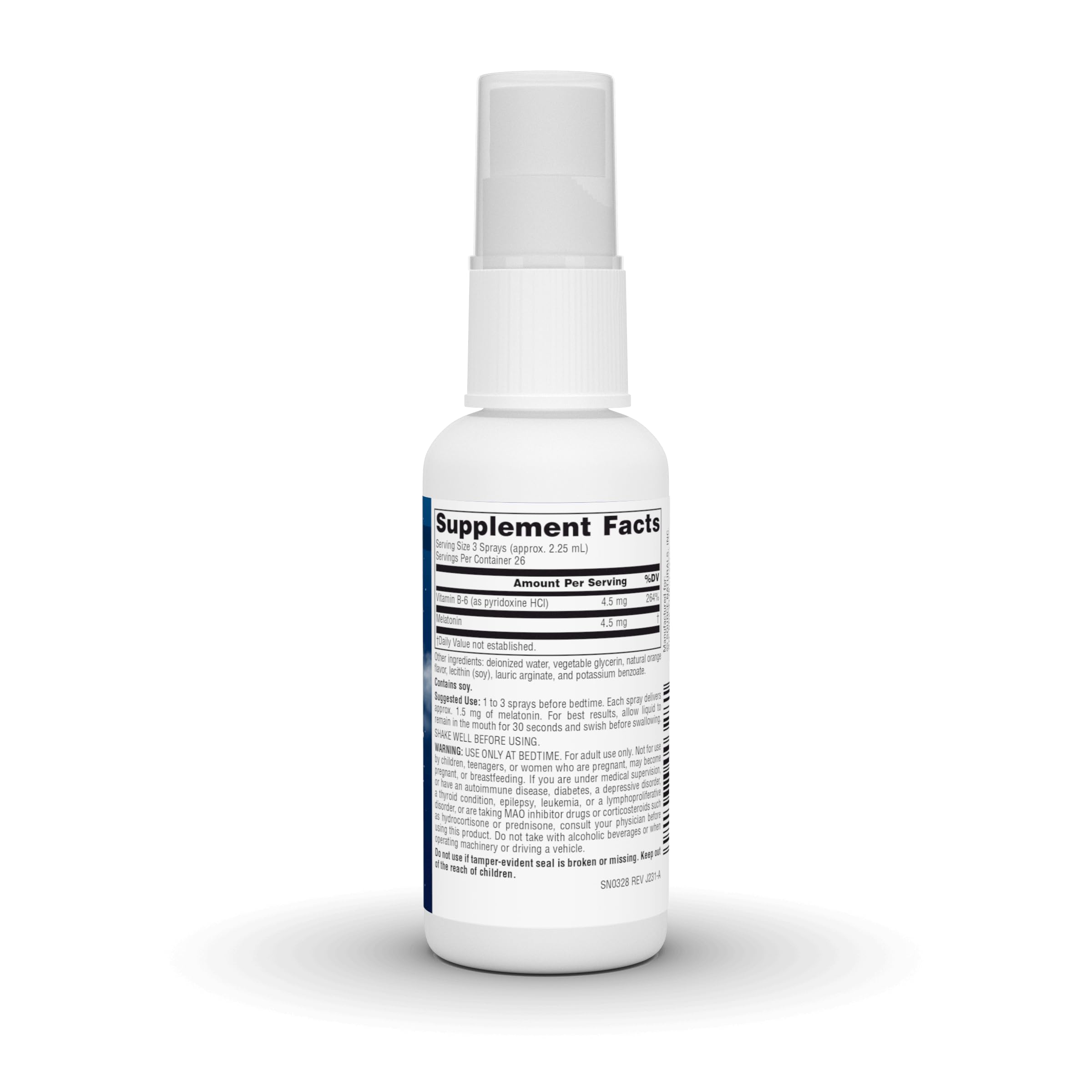 Source Naturals Sleep Science Melatonin NutraSpray back view with ingredient list