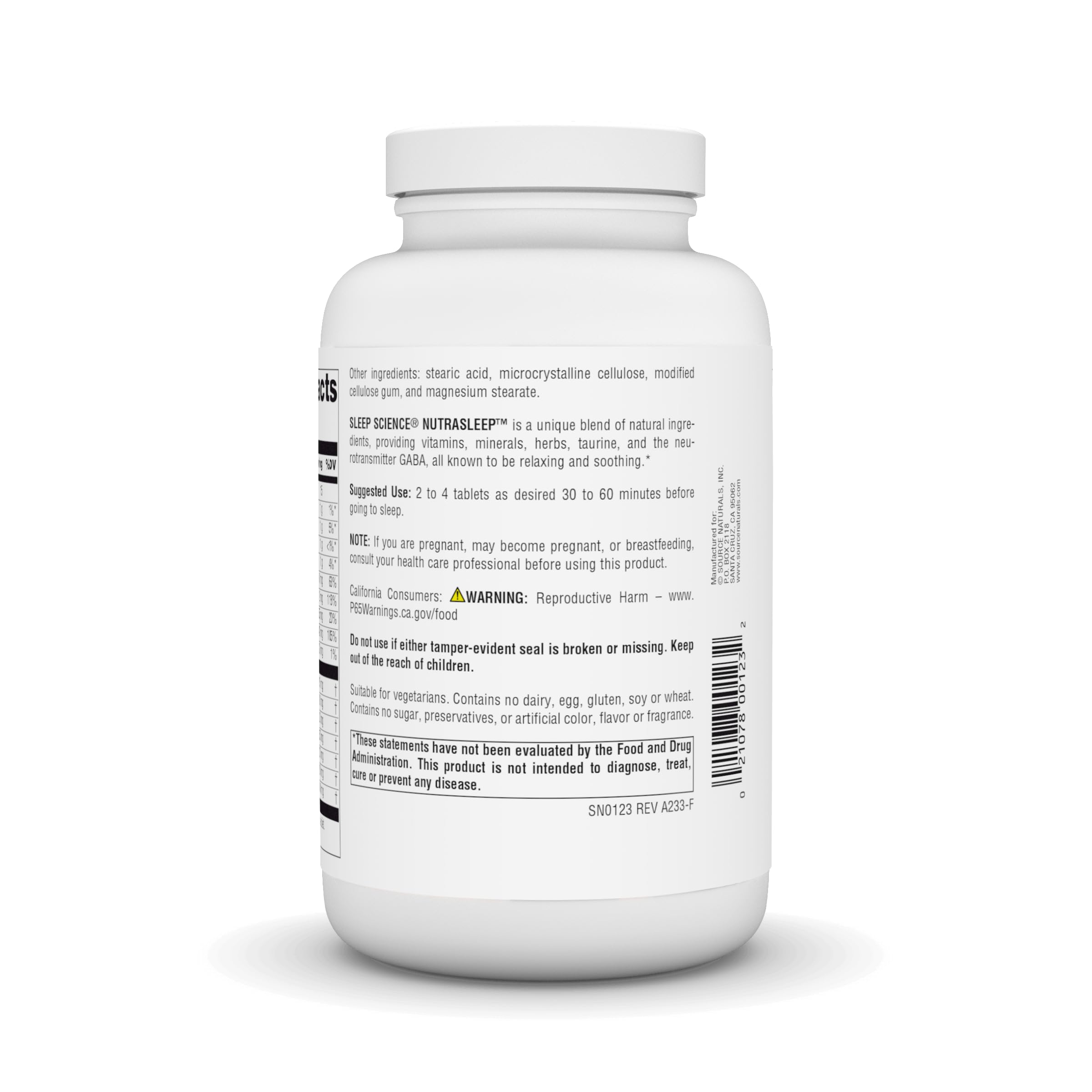 Source Naturals Sleep Science NutraSleep packaging side view