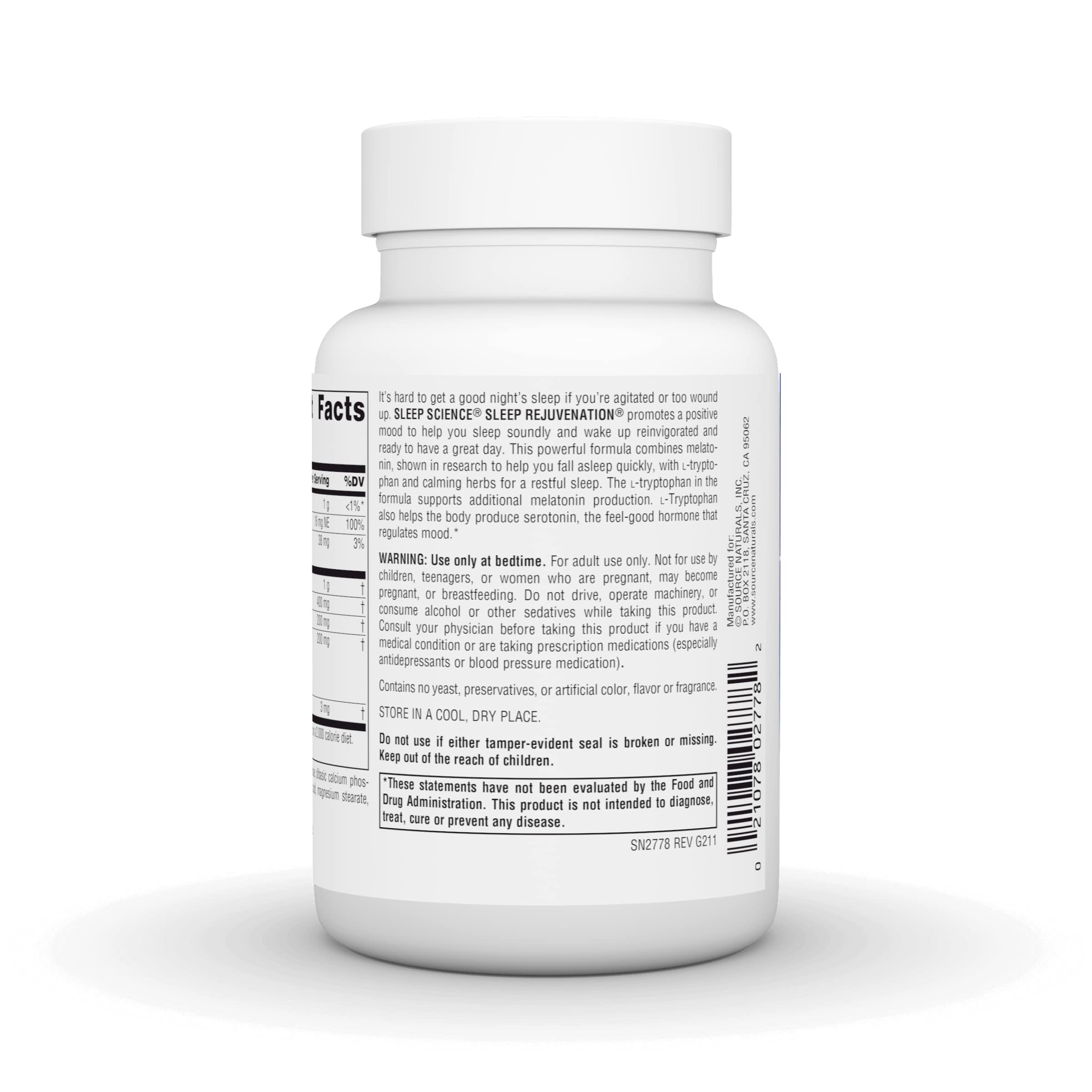 Source Naturals Sleep Supplement Tablets side view