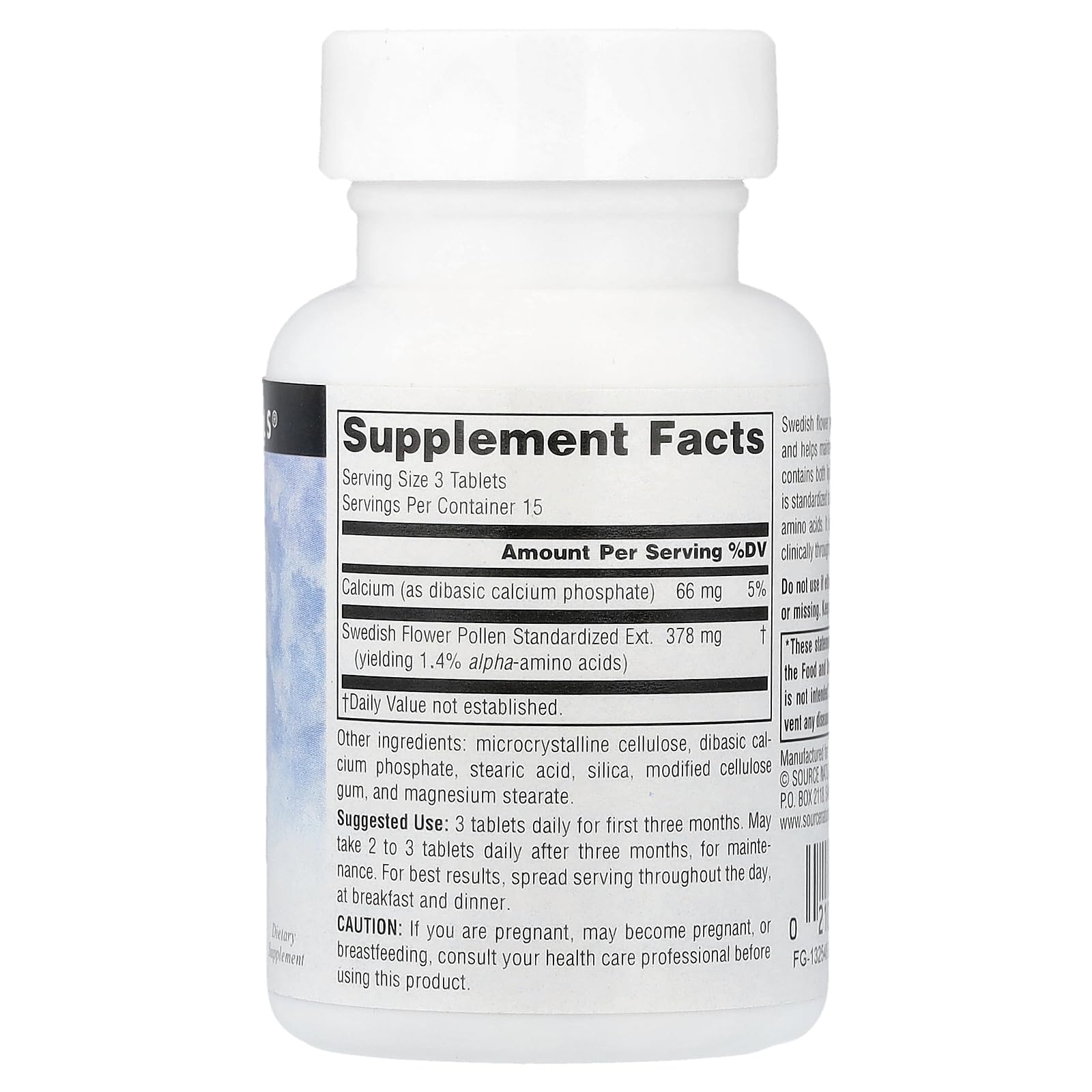Source Naturals Swedish Flower Pollen 5g Tablets packaging details