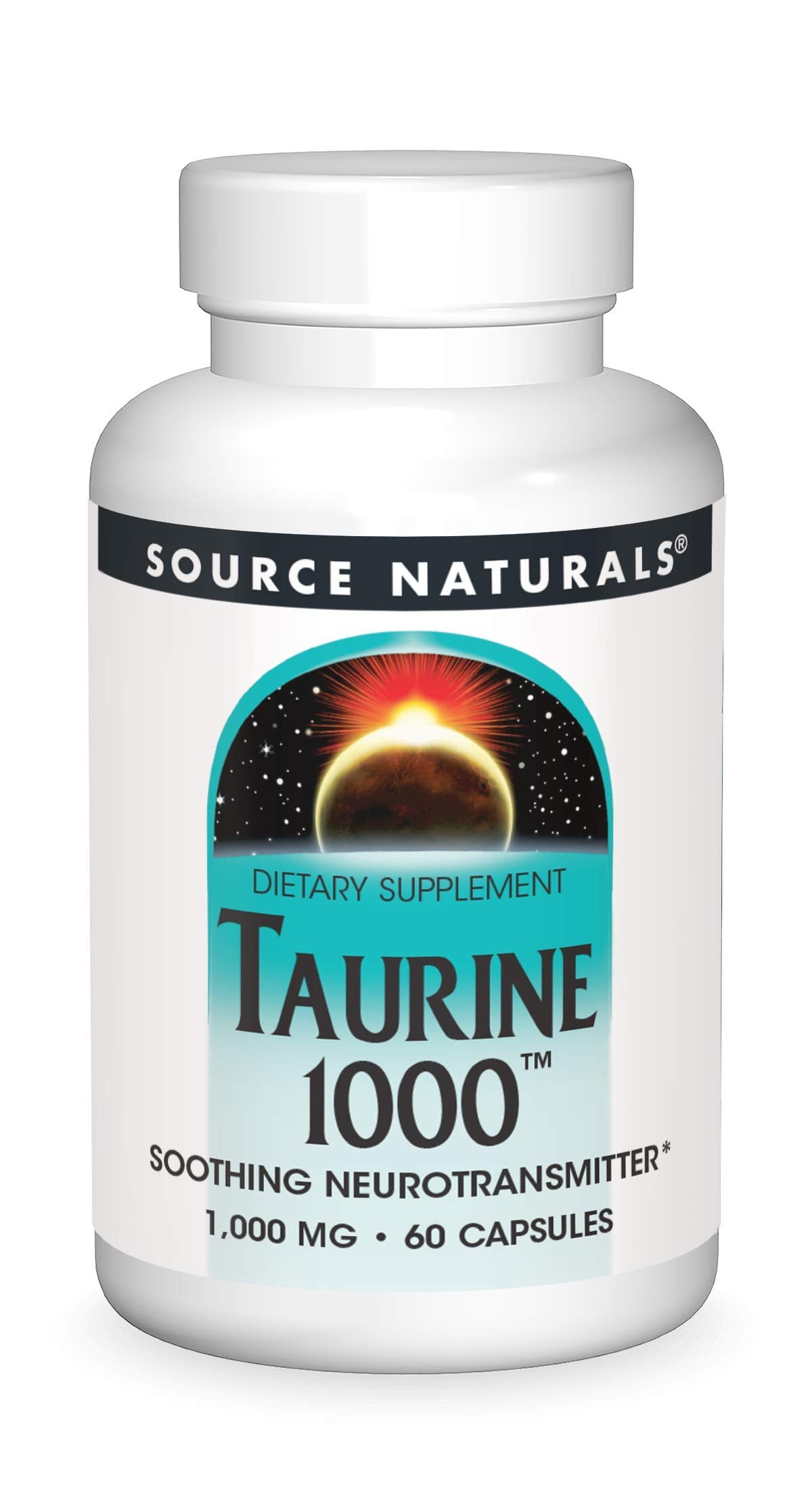 Source Naturals Taurine 1000 supplement front view with packaging