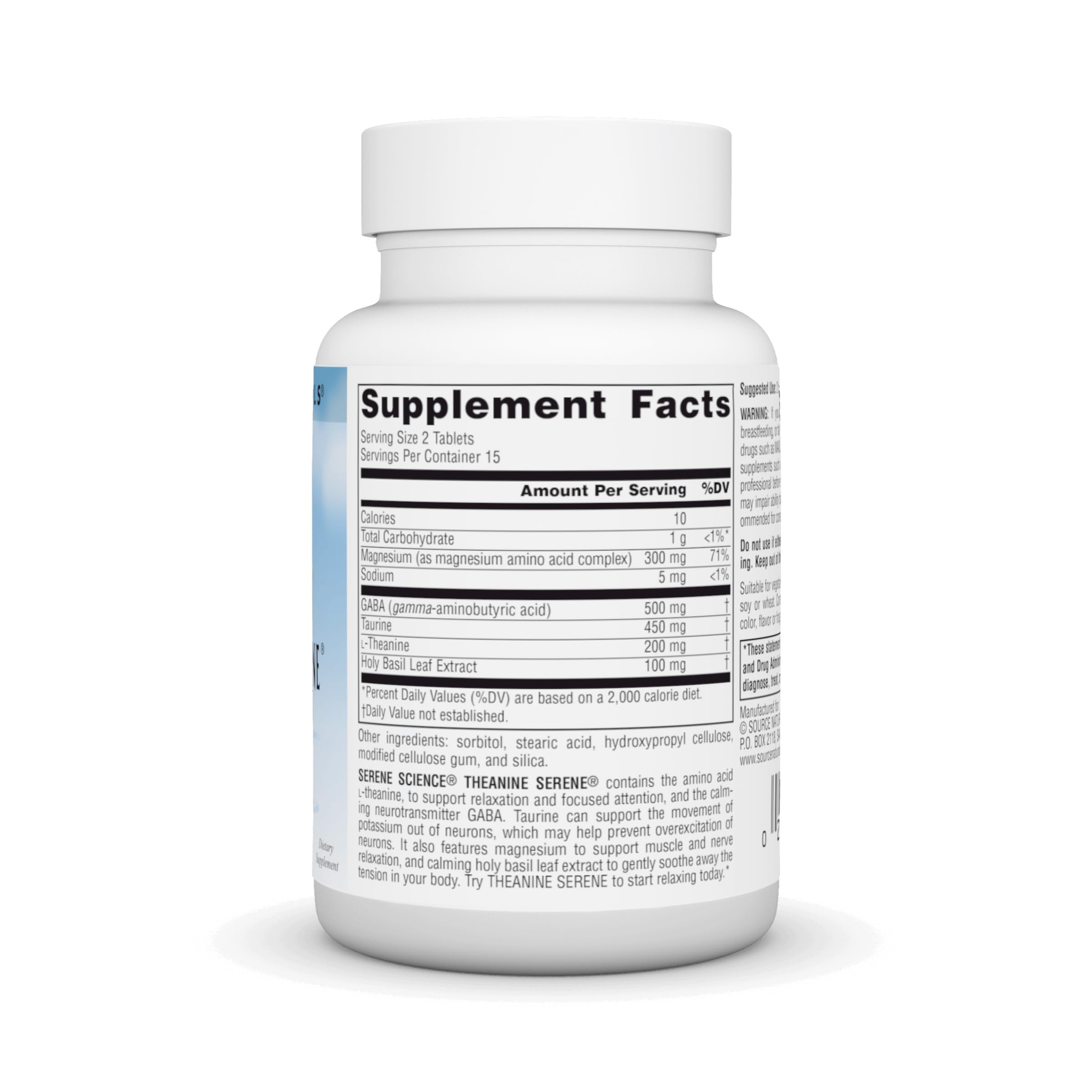 Source Naturals Theanine Serene L-Theanine 60 Tablets side view