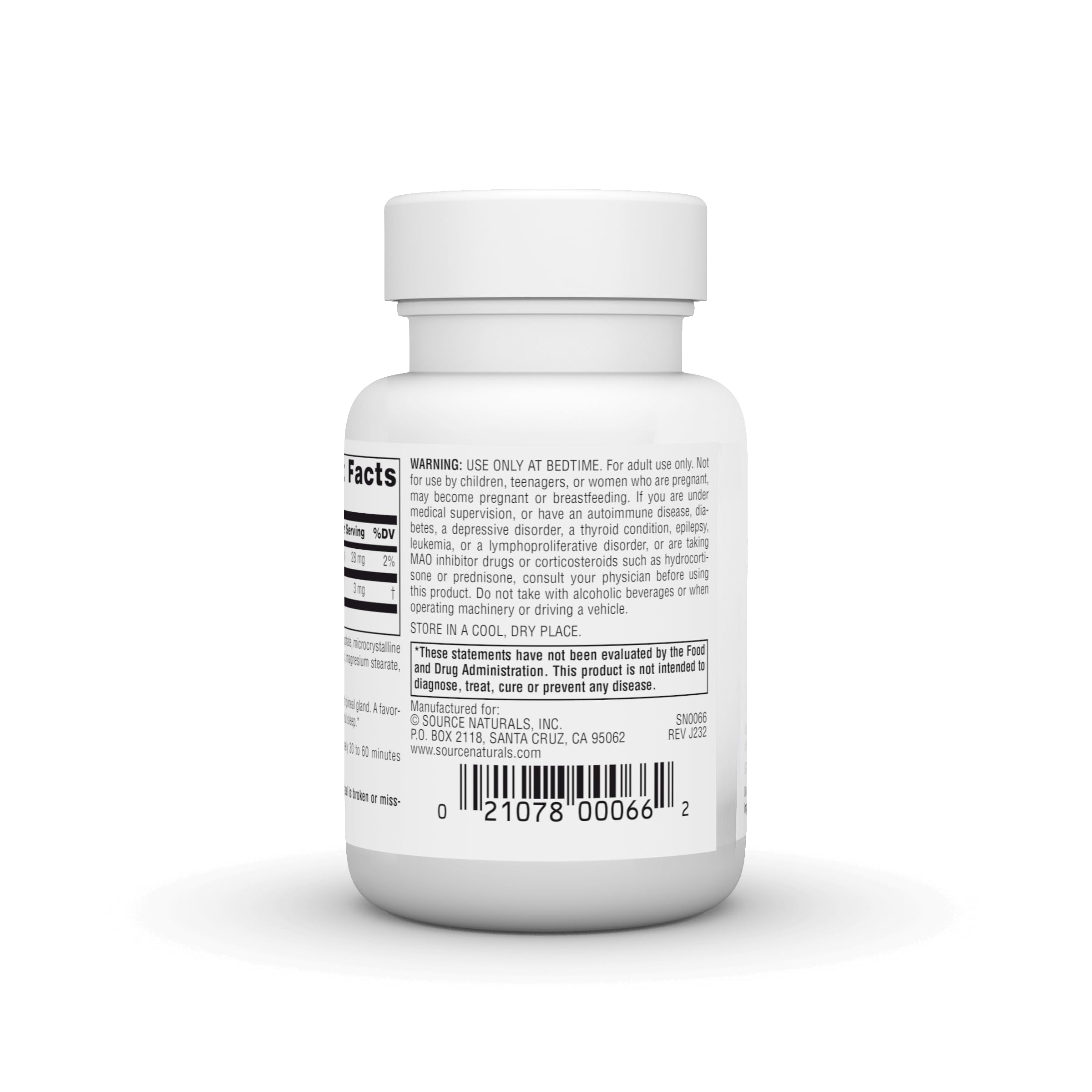 Source Naturals Time Released Melatonin 3 mg bottle with label