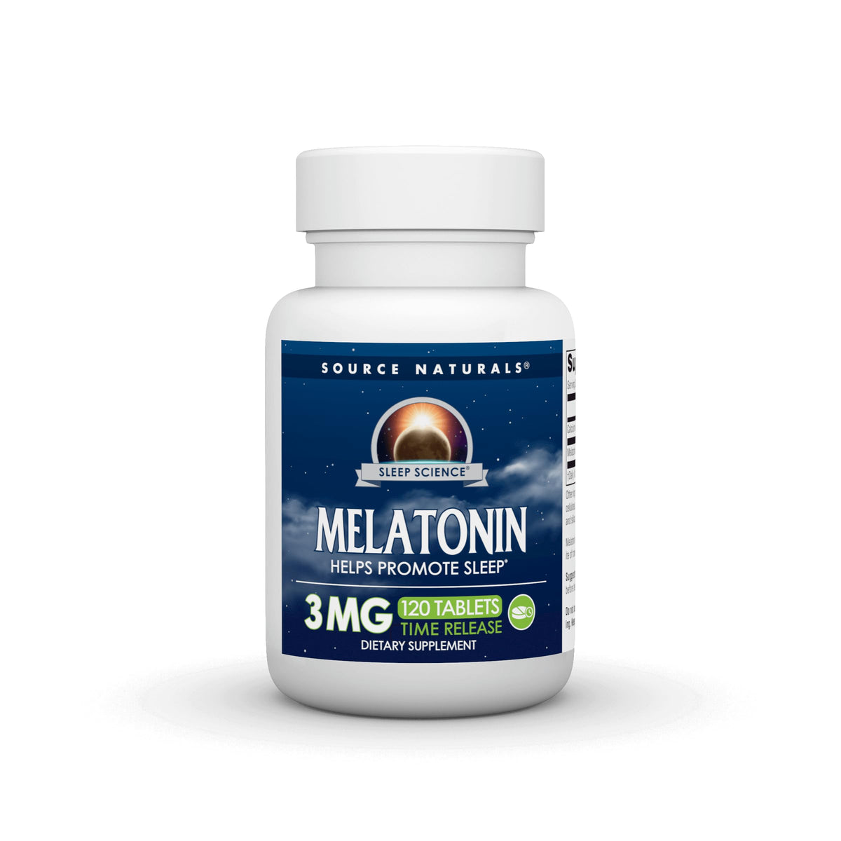 Source Naturals Time Released Melatonin 3 mg tablet front view