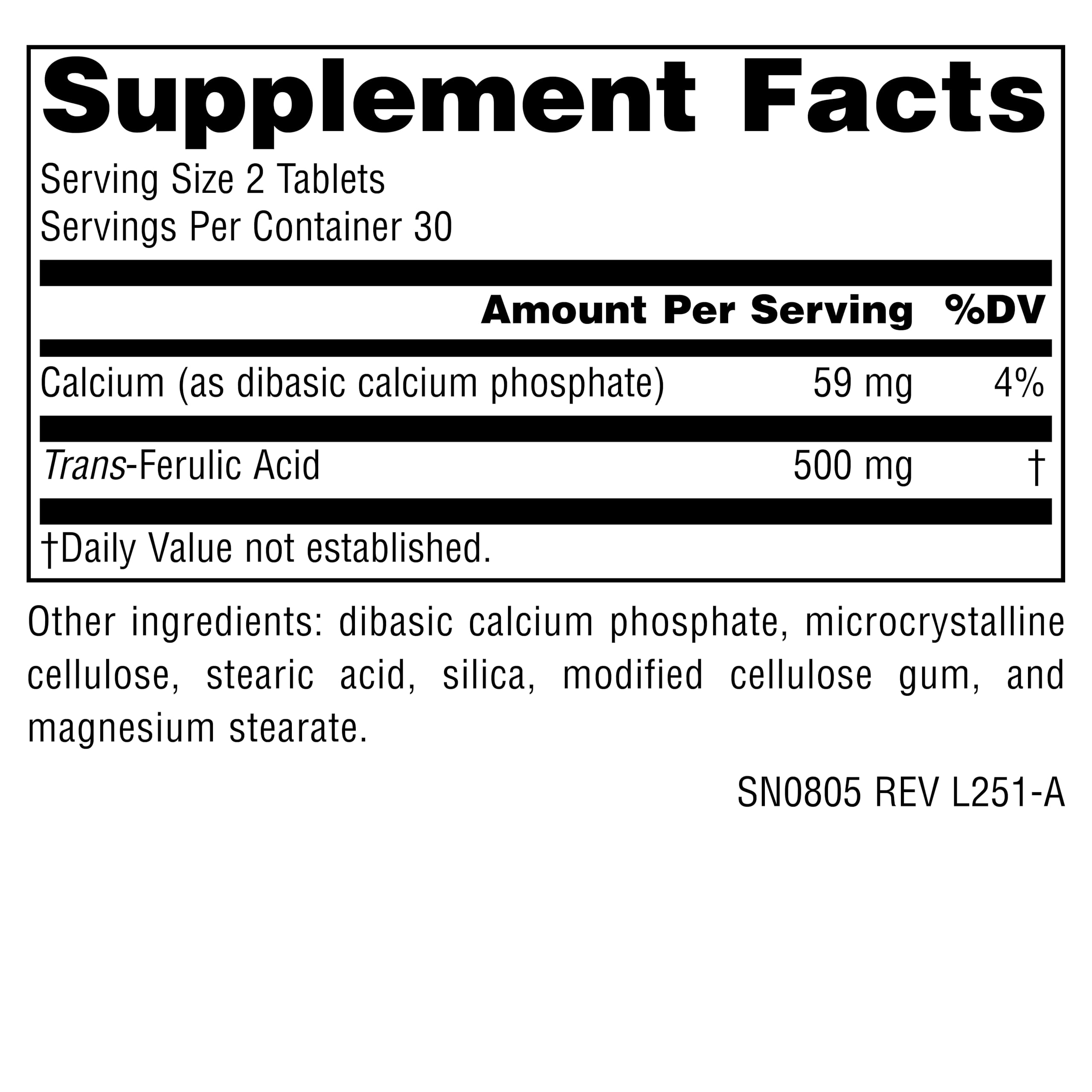 Source Naturals Trans-Ferulic Acid Supplement side view