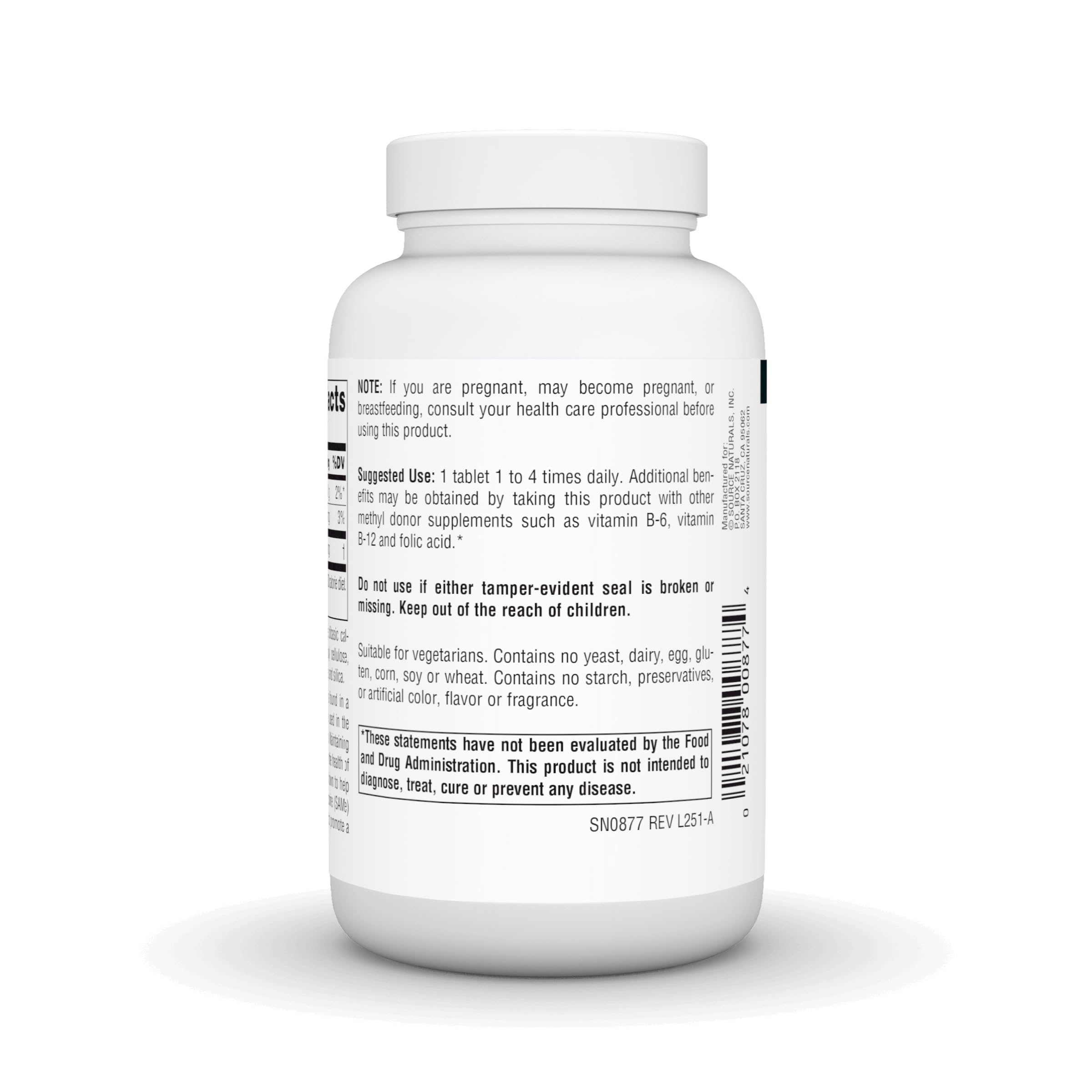 Source Naturals Trimethylglycine (TMG) 177g tablet close-up