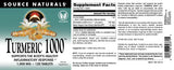 Source Naturals Turmeric Tablets 1052mg back view
