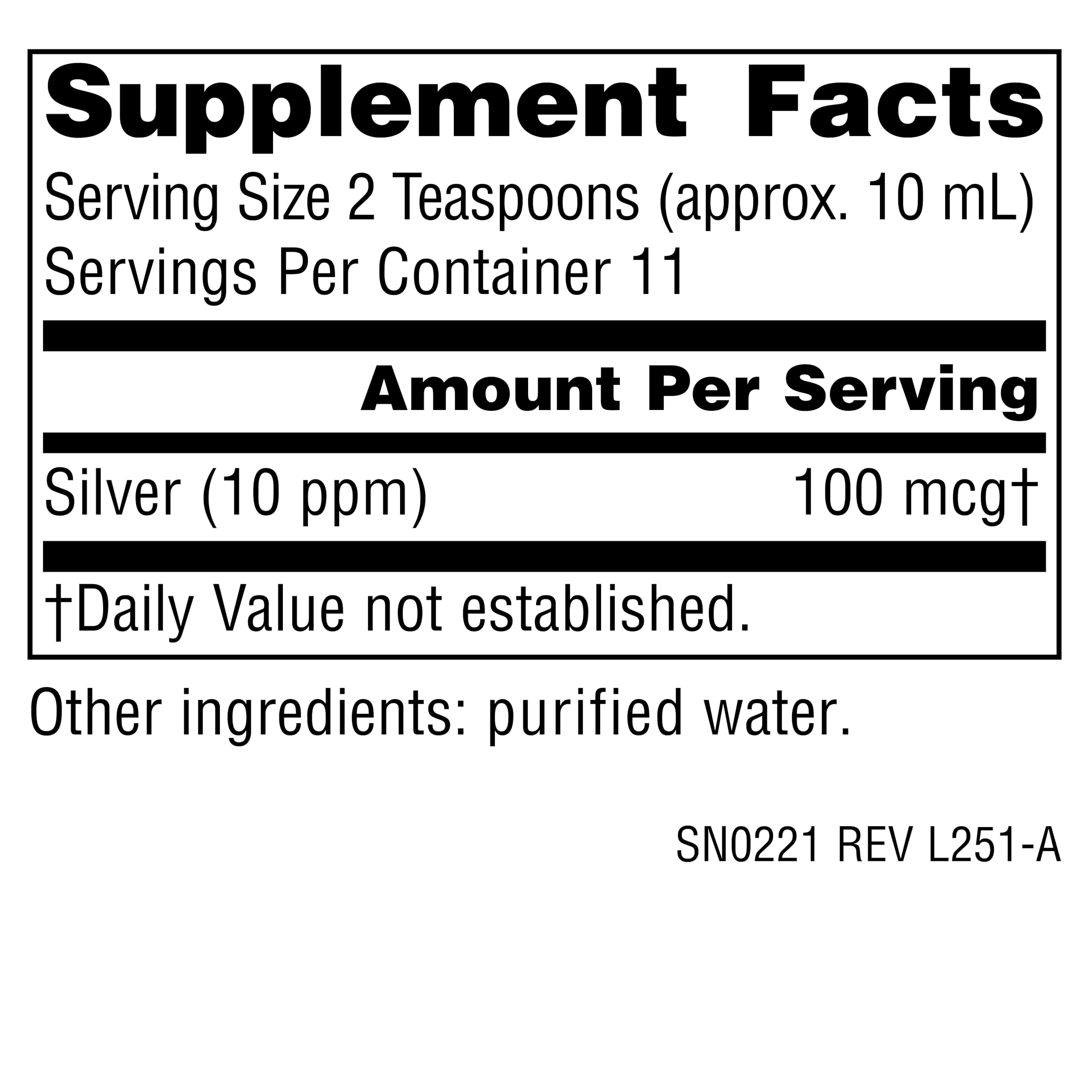 Source Naturals Ultra Colloidal Silver 231g back view