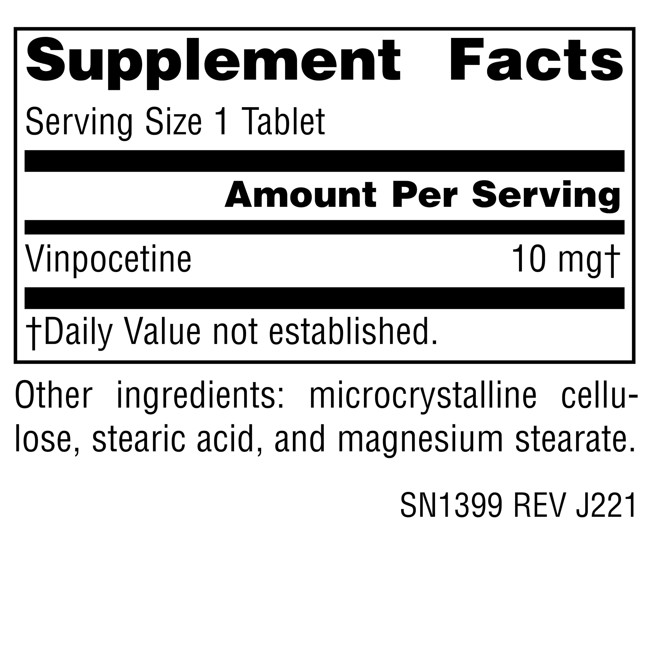 Source Naturals Vinpocetine supplement packaging