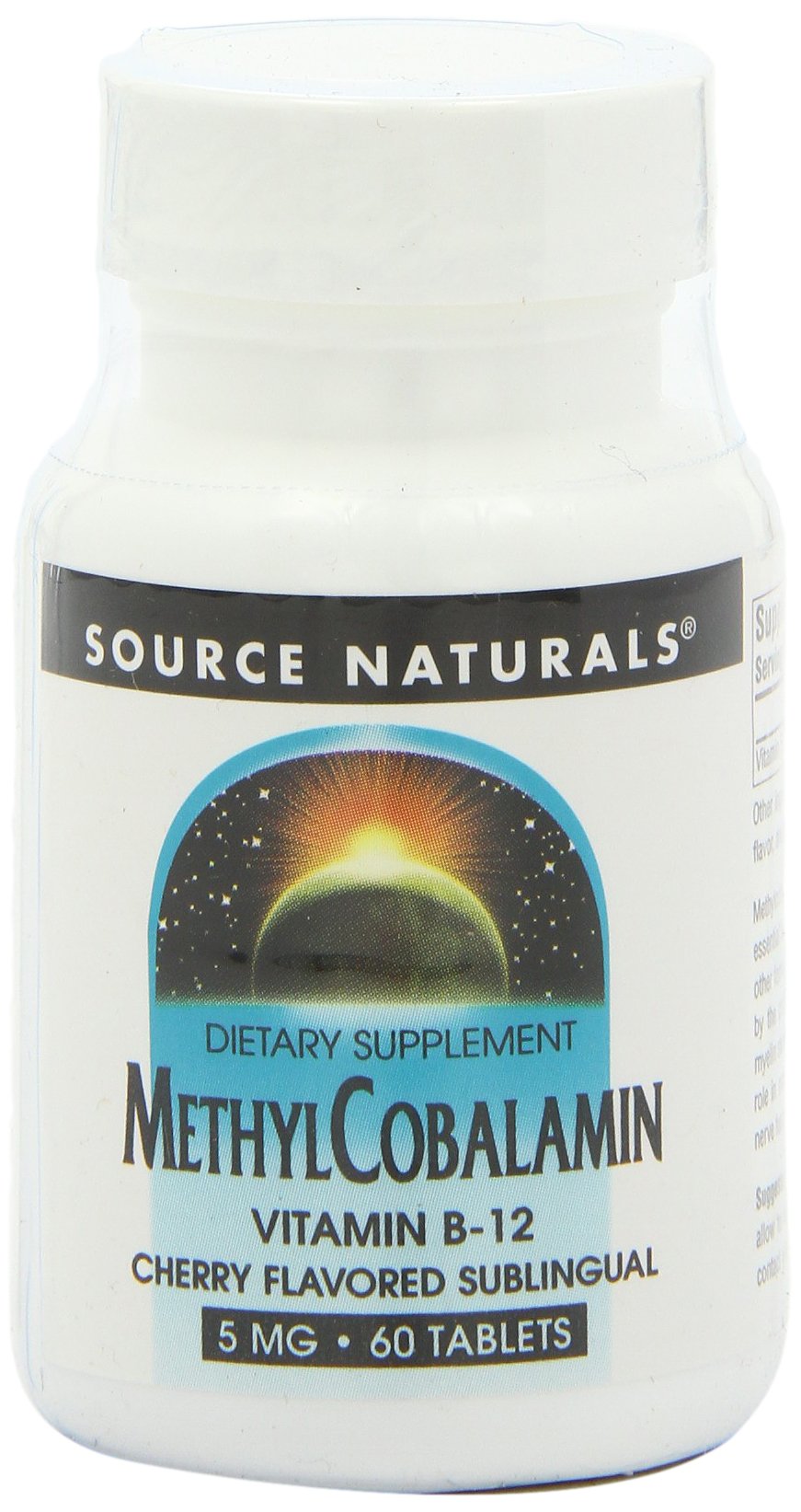 Source Naturals Vitamin B-12 Methylcobalamin 32g Lozenge back view